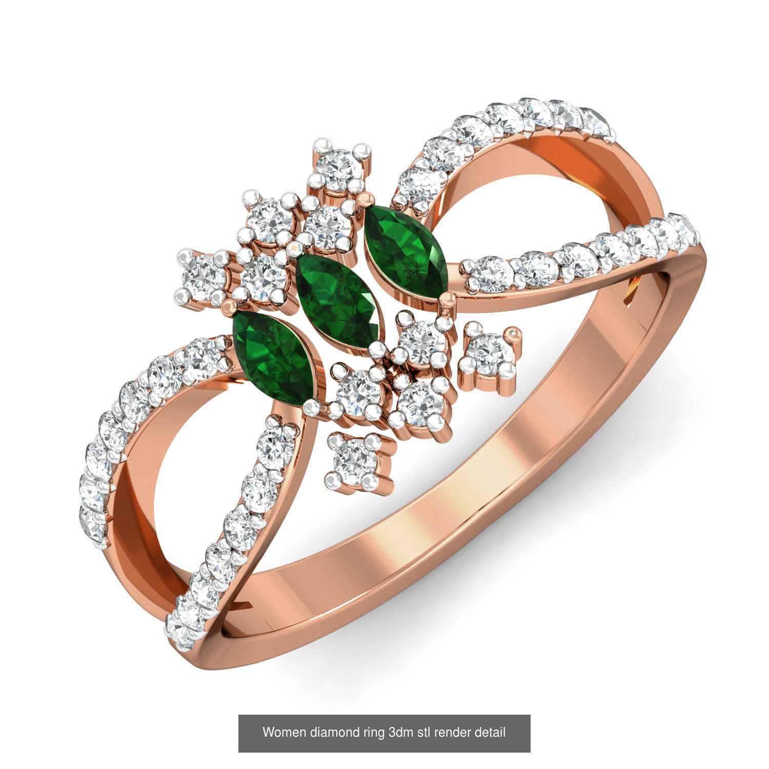 129 Women diamond ring  3dm stl render  3D Model Collection_18