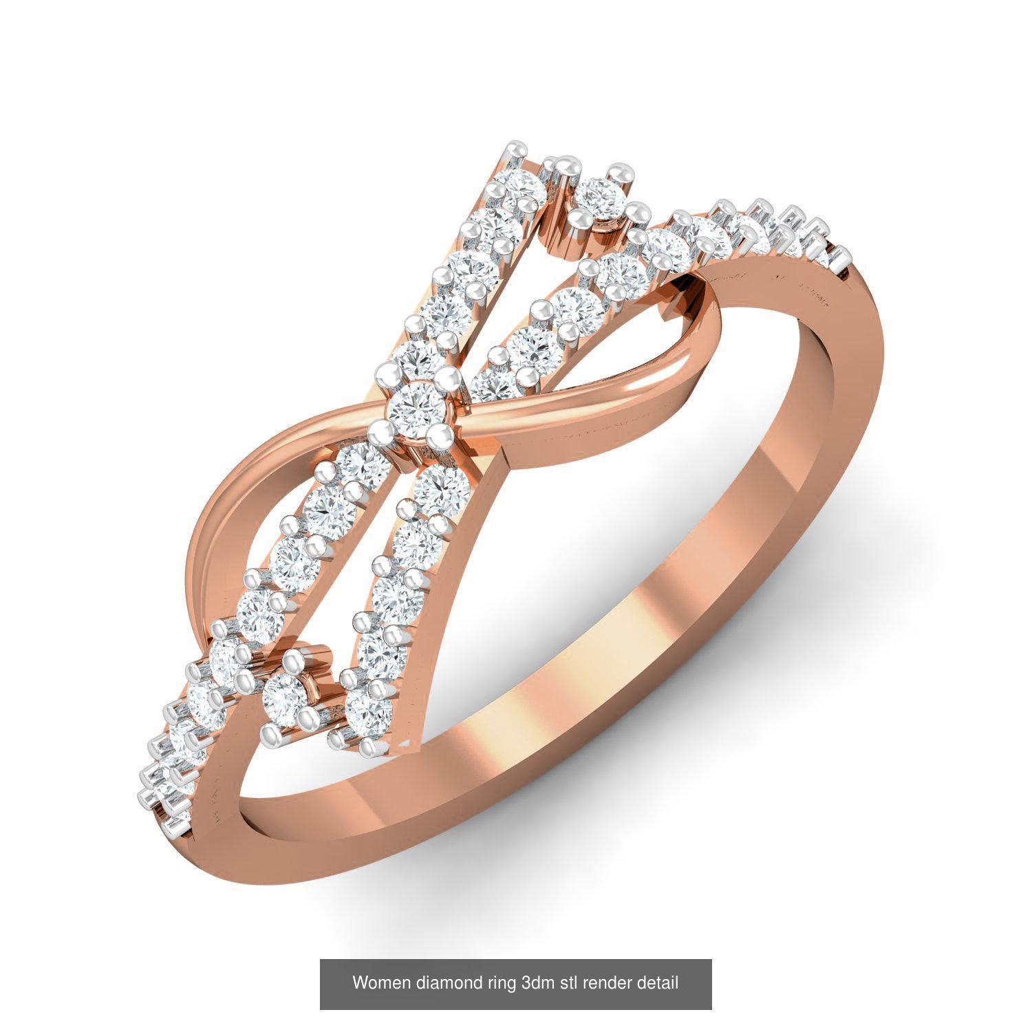 129 Women diamond ring  3dm stl render  3D Model Collection_103