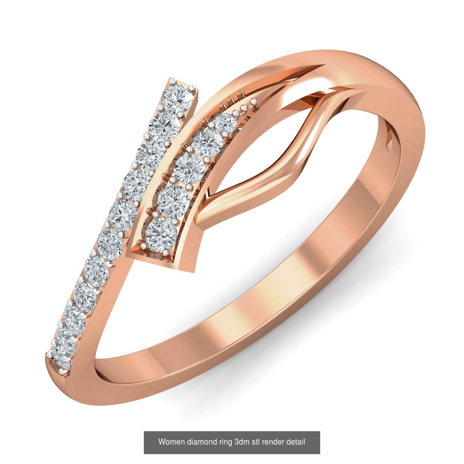 129 Women diamond ring  3dm stl render  3D Model Collection_83