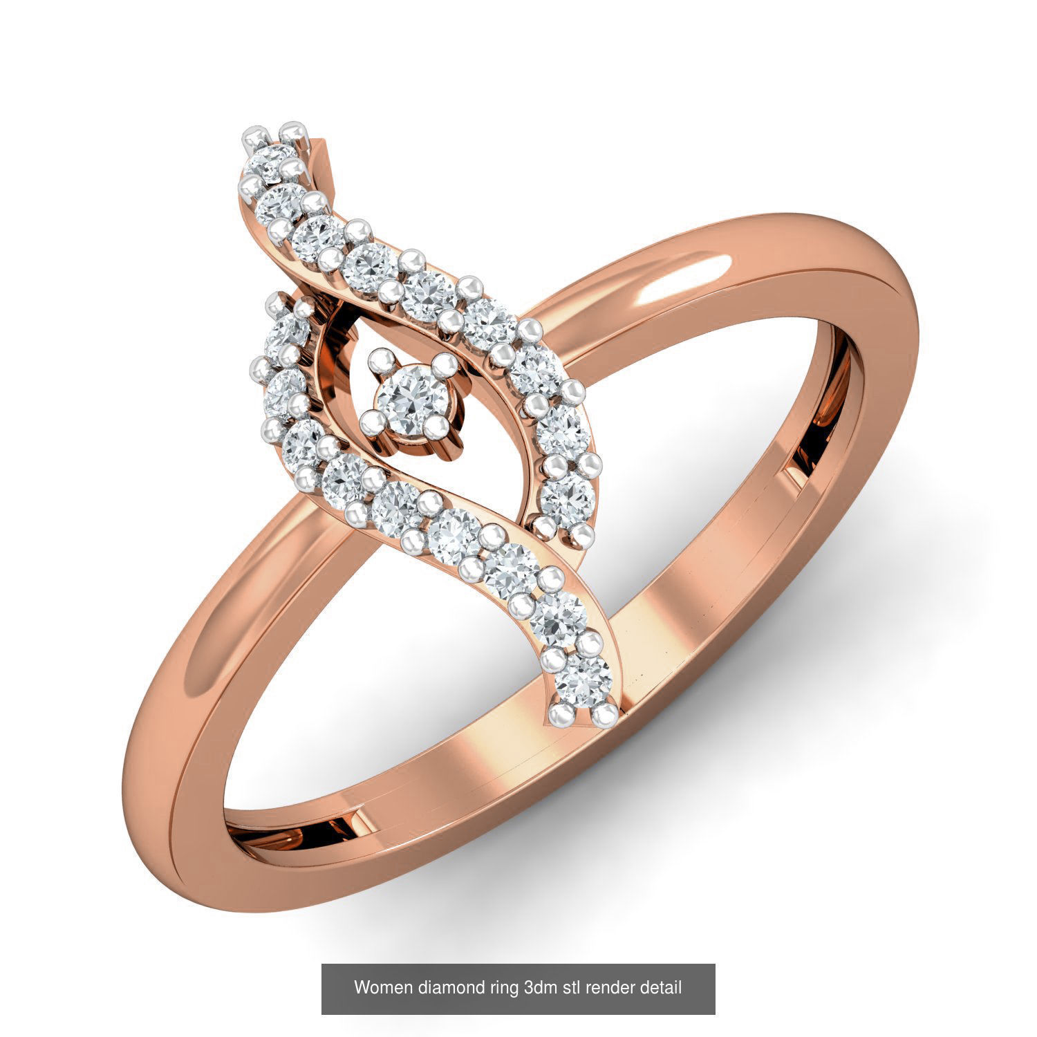 129 Women diamond ring  3dm stl render  3D Model Collection_34
