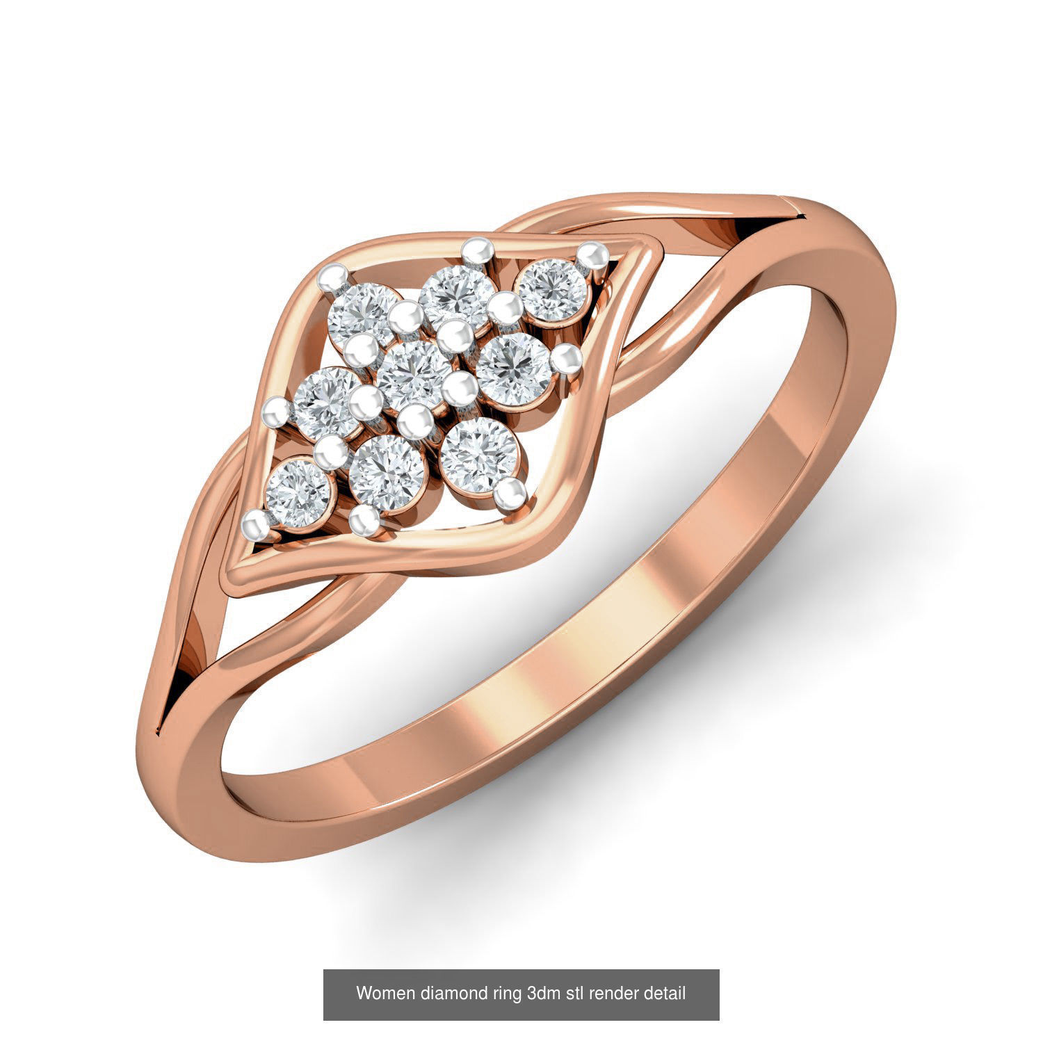 129 Women diamond ring  3dm stl render  3D Model Collection_119