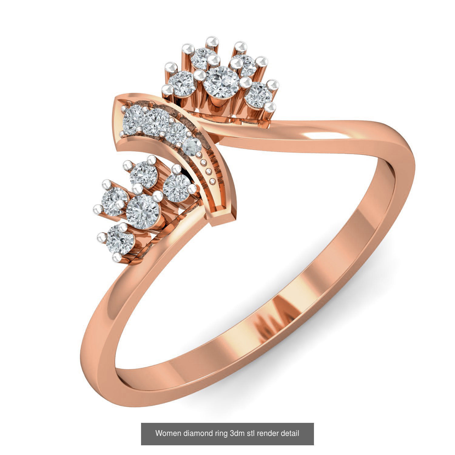 129 Women diamond ring  3dm stl render  3D Model Collection_86