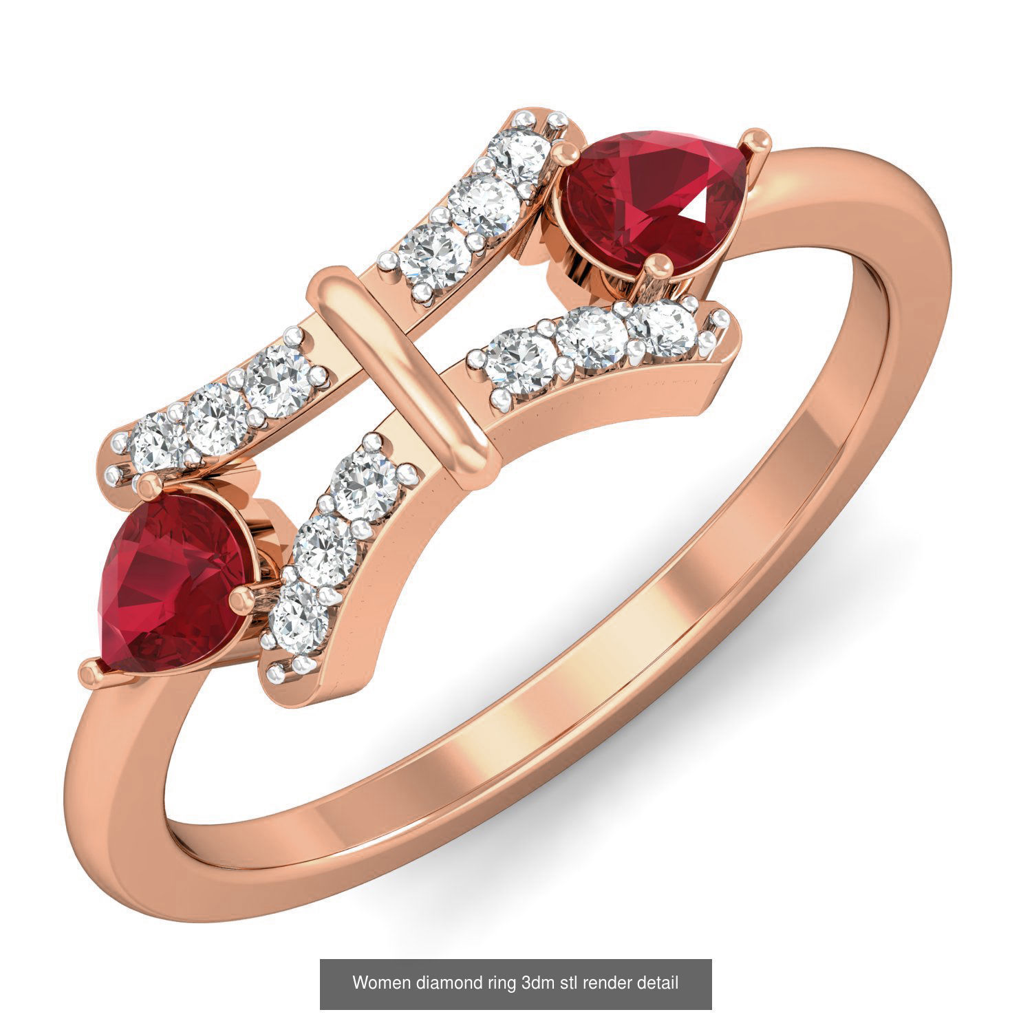 129 Women diamond ring  3dm stl render  3D Model Collection_43