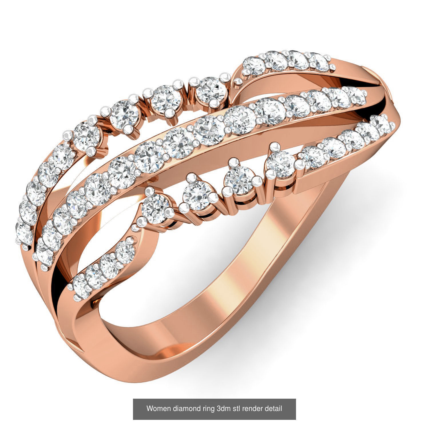 129 Women diamond ring  3dm stl render  3D Model Collection_30