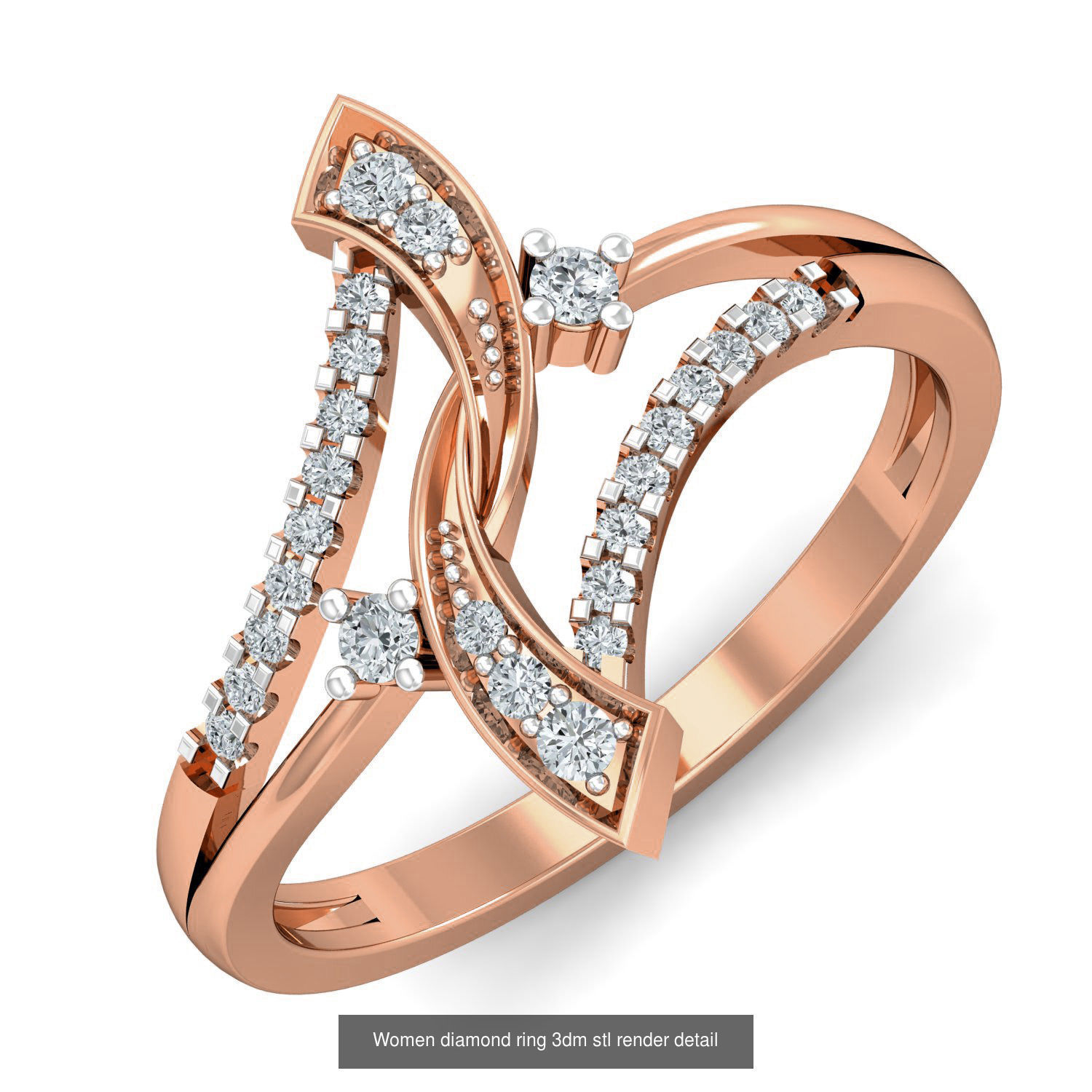 129 Women diamond ring  3dm stl render  3D Model Collection_56