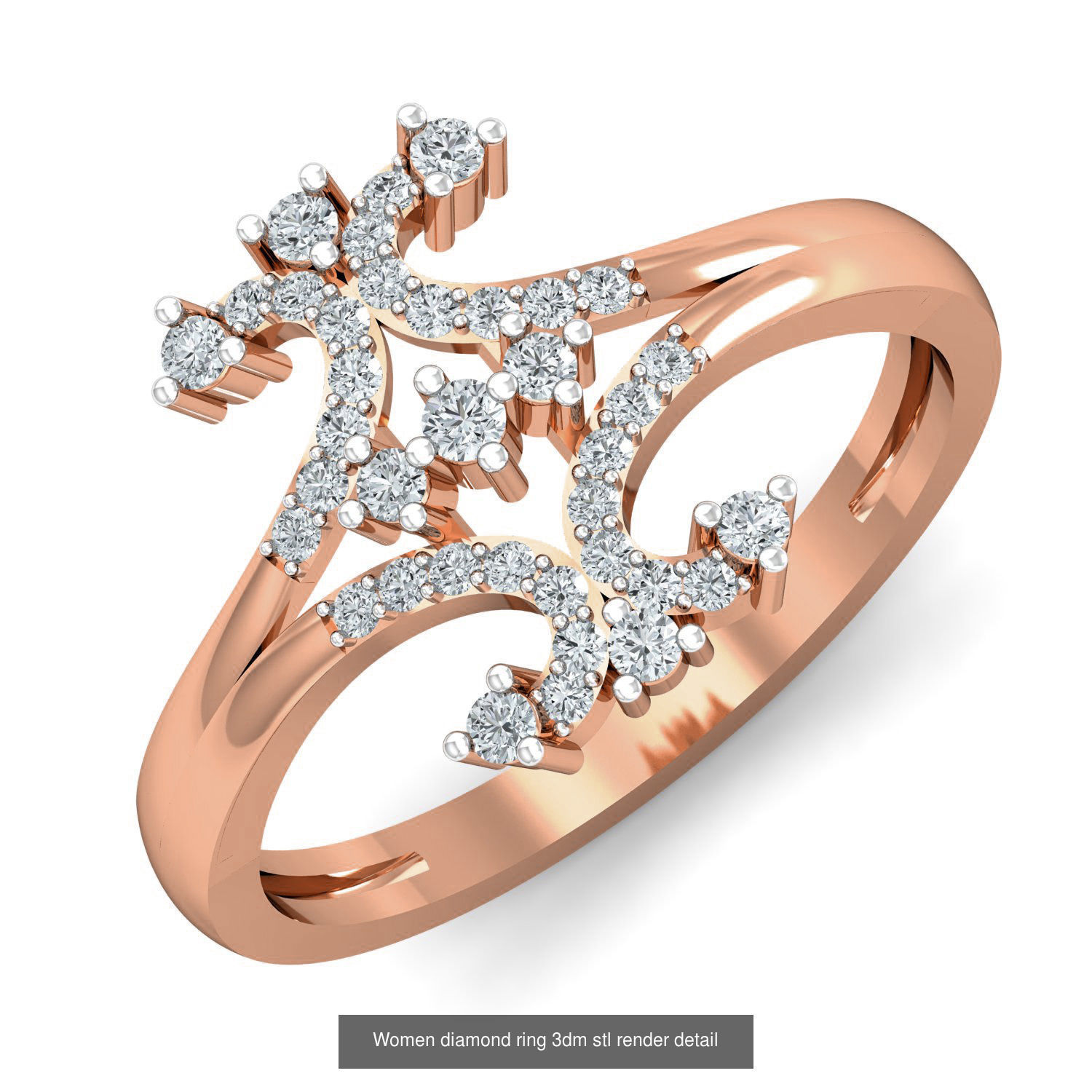 129 Women diamond ring  3dm stl render  3D Model Collection_60