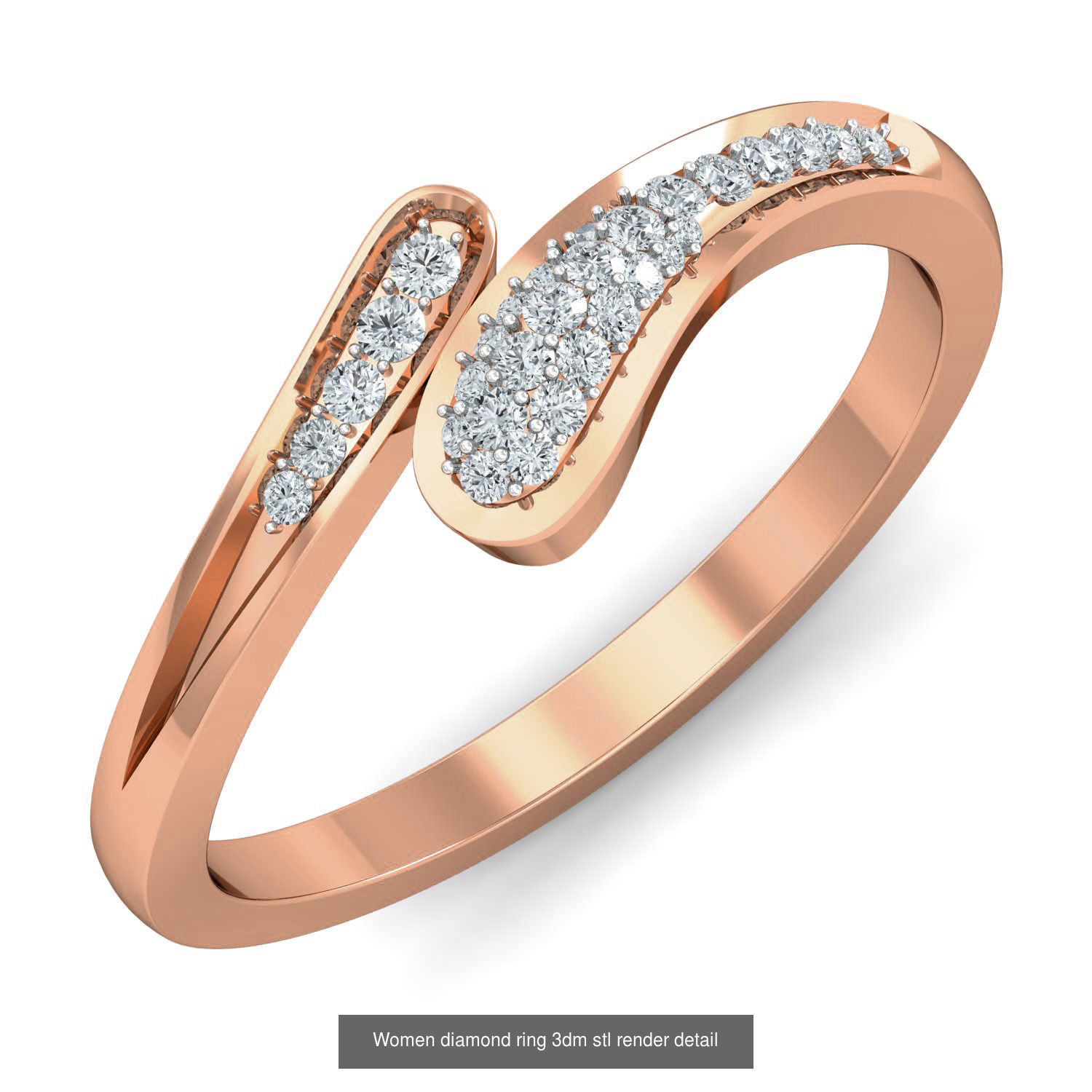 129 Women diamond ring  3dm stl render  3D Model Collection_82