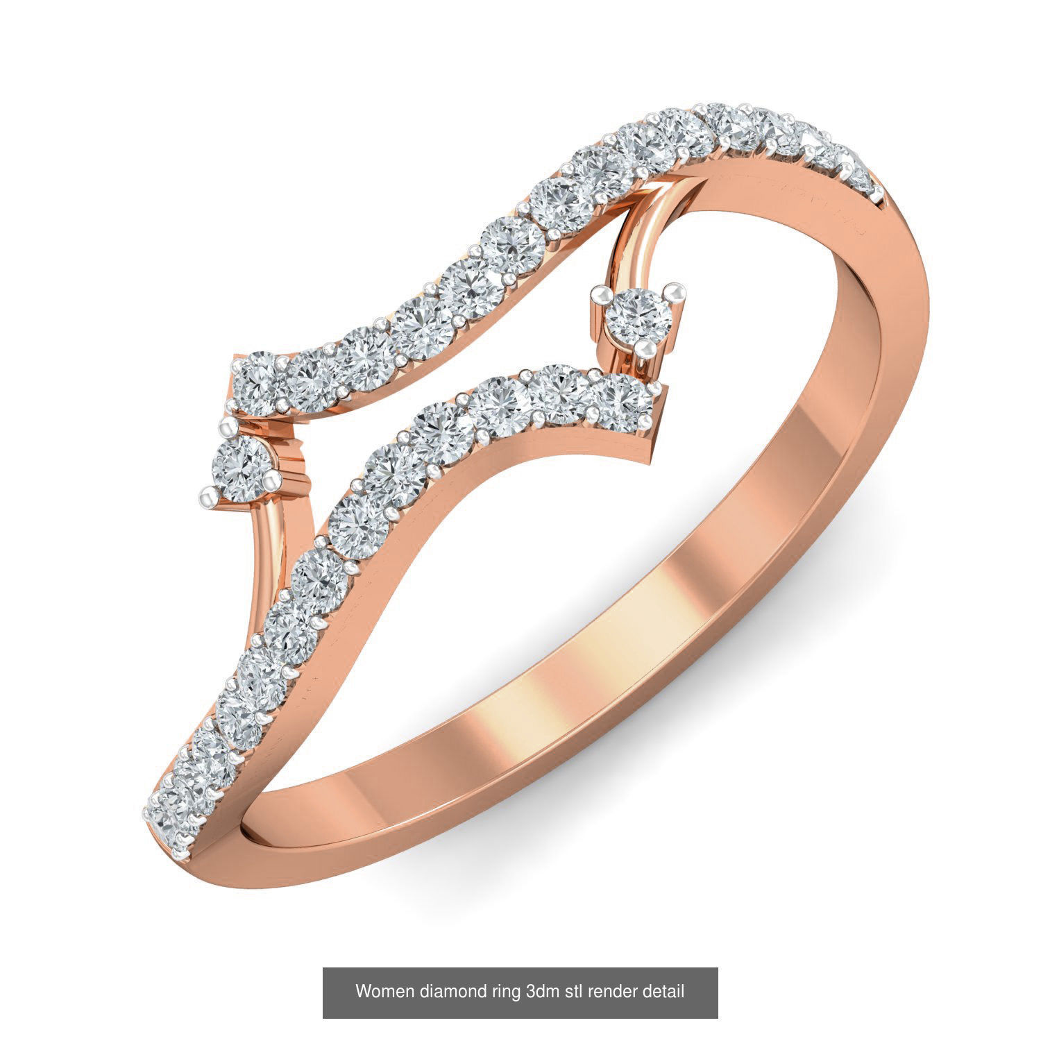129 Women diamond ring  3dm stl render  3D Model Collection_97