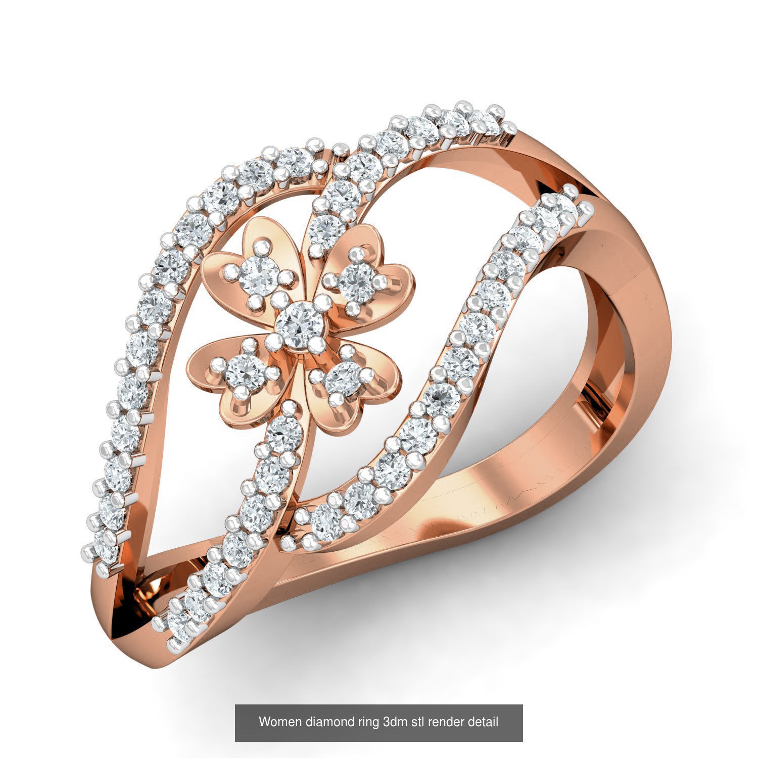 129 Women diamond ring  3dm stl render  3D Model Collection_15
