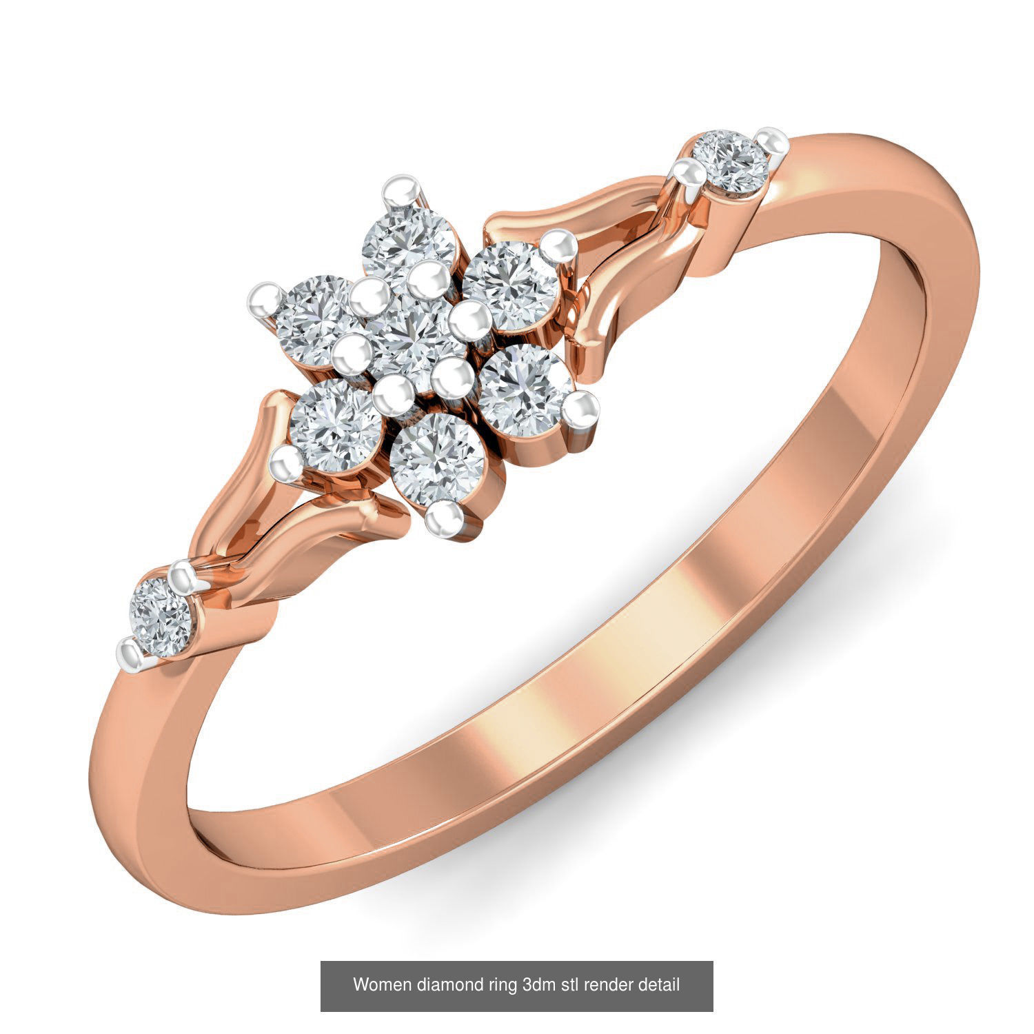 129 Women diamond ring  3dm stl render  3D Model Collection_121