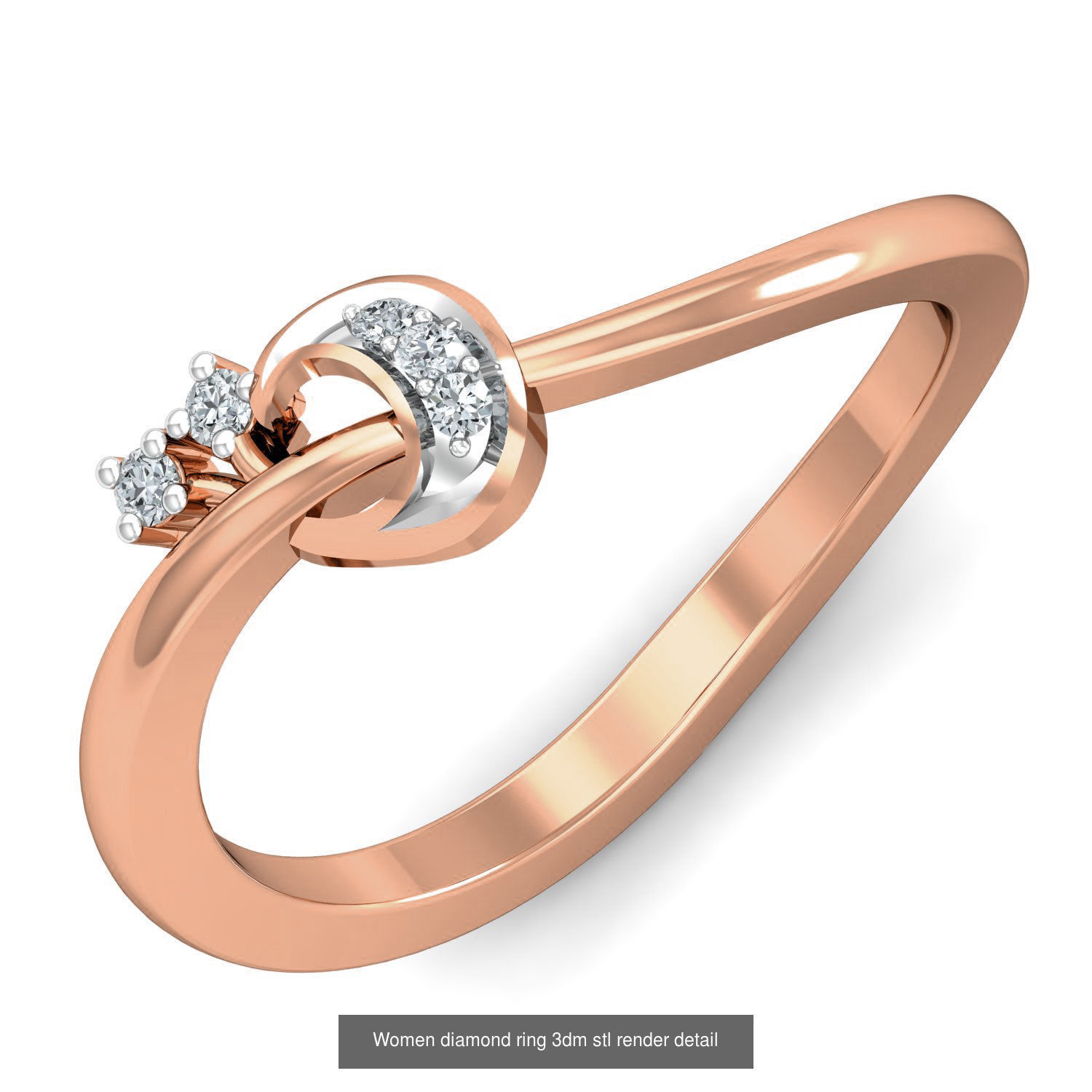 129 Women diamond ring  3dm stl render  3D Model Collection_38