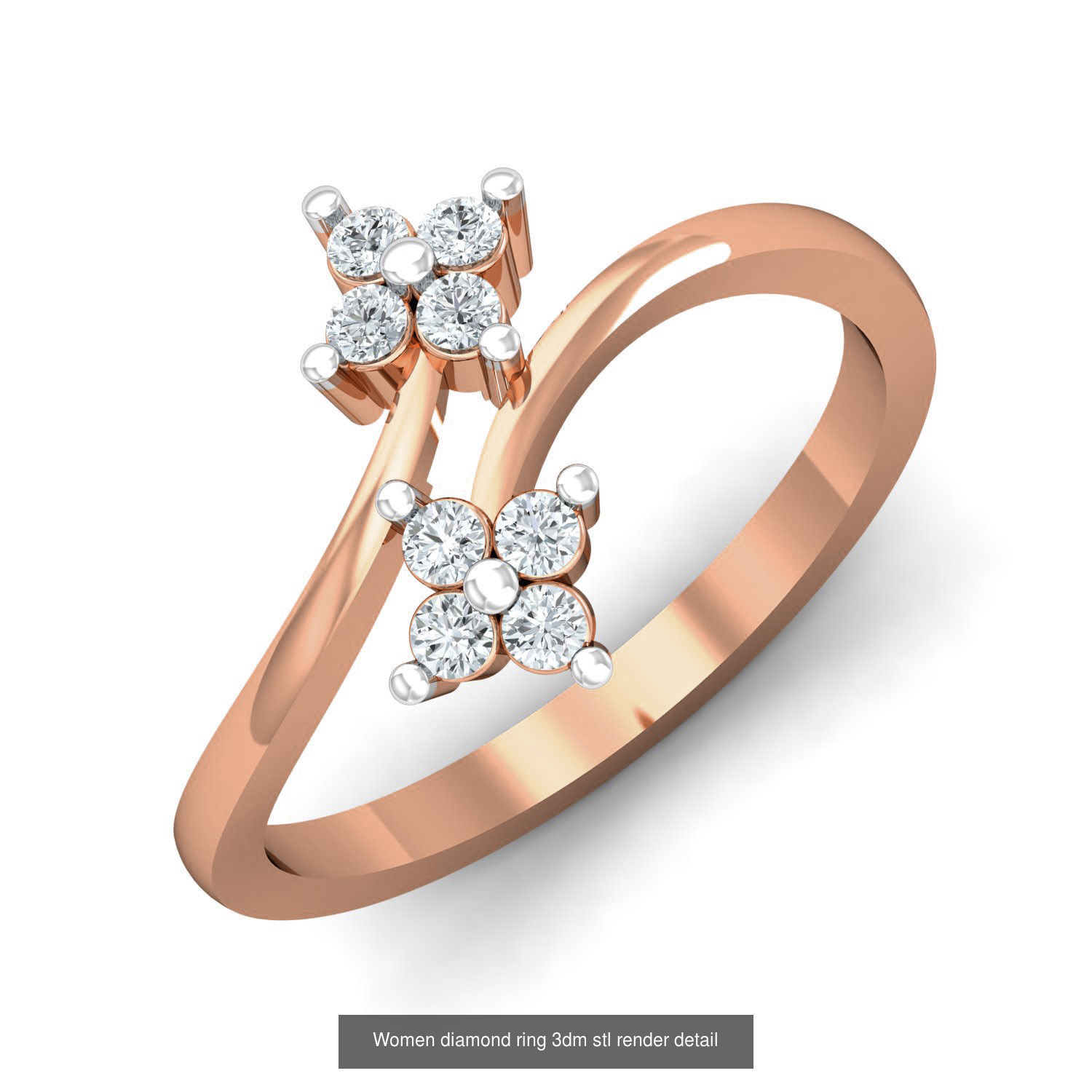 129 Women diamond ring  3dm stl render  3D Model Collection_95