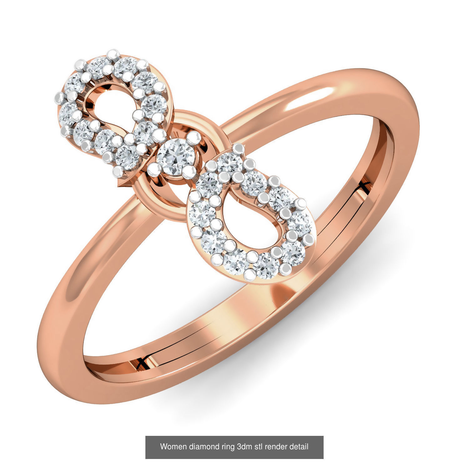 129 Women diamond ring  3dm stl render  3D Model Collection_46