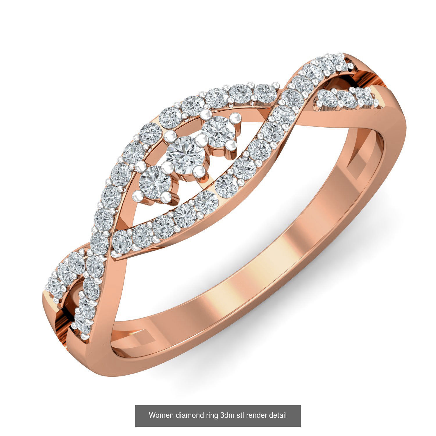 129 Women diamond ring  3dm stl render  3D Model Collection_53