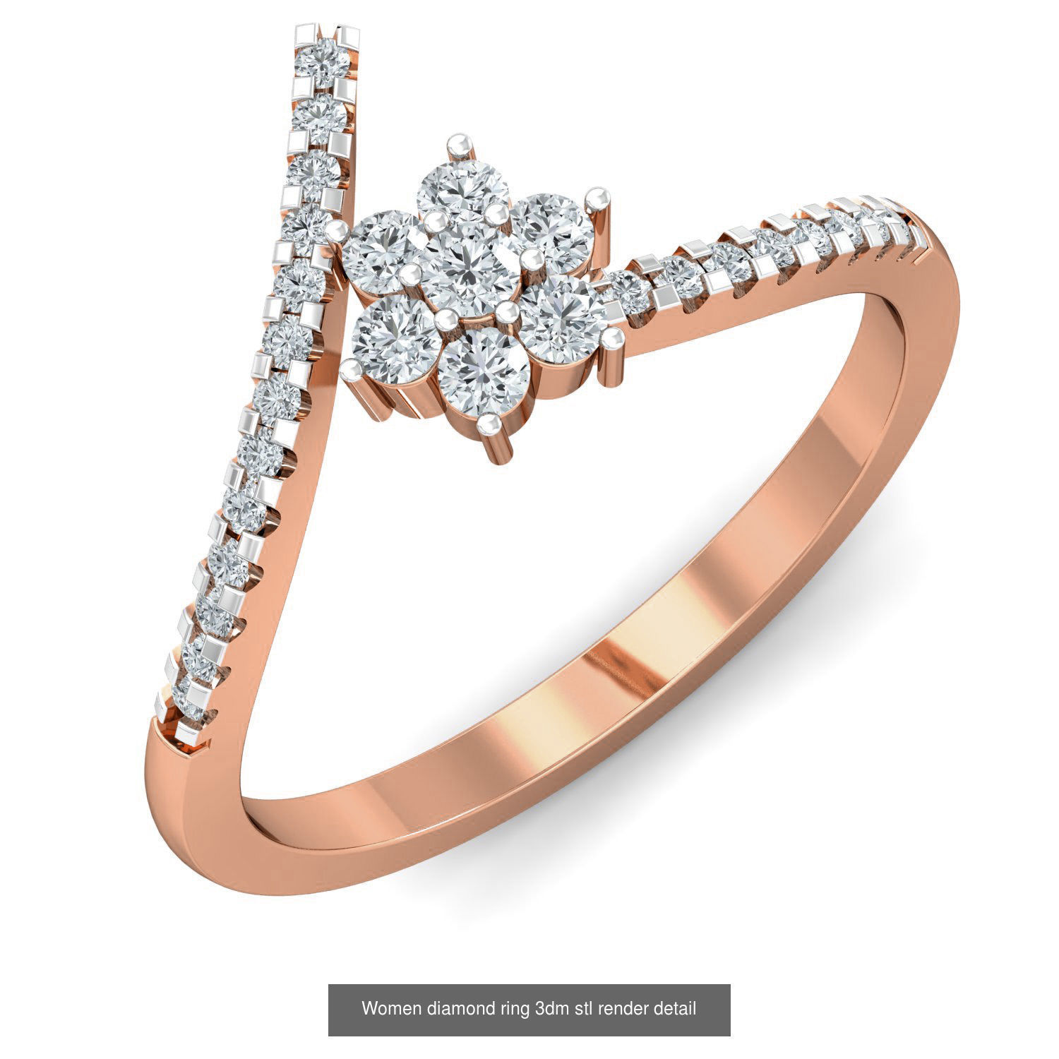 129 Women diamond ring  3dm stl render  3D Model Collection_66