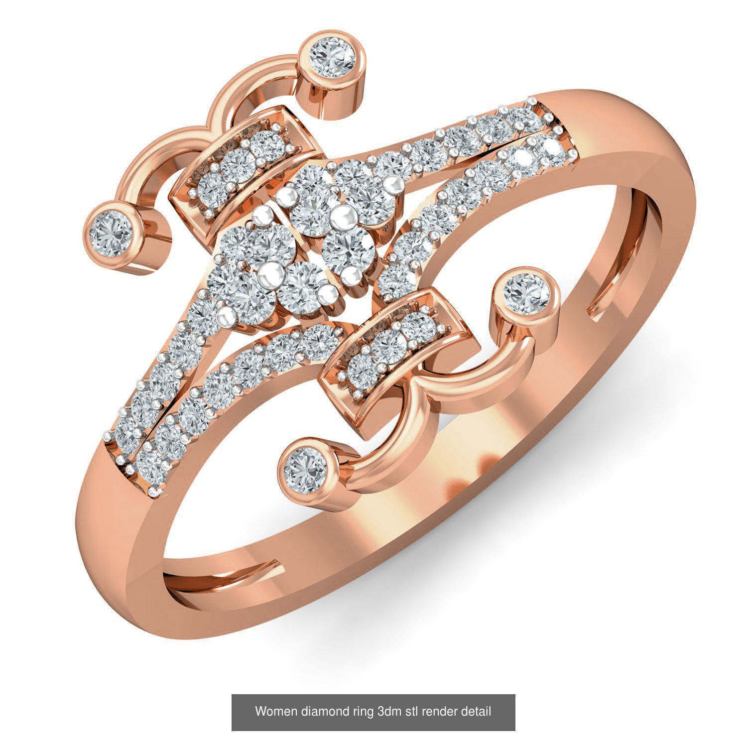 129 Women diamond ring  3dm stl render  3D Model Collection_64