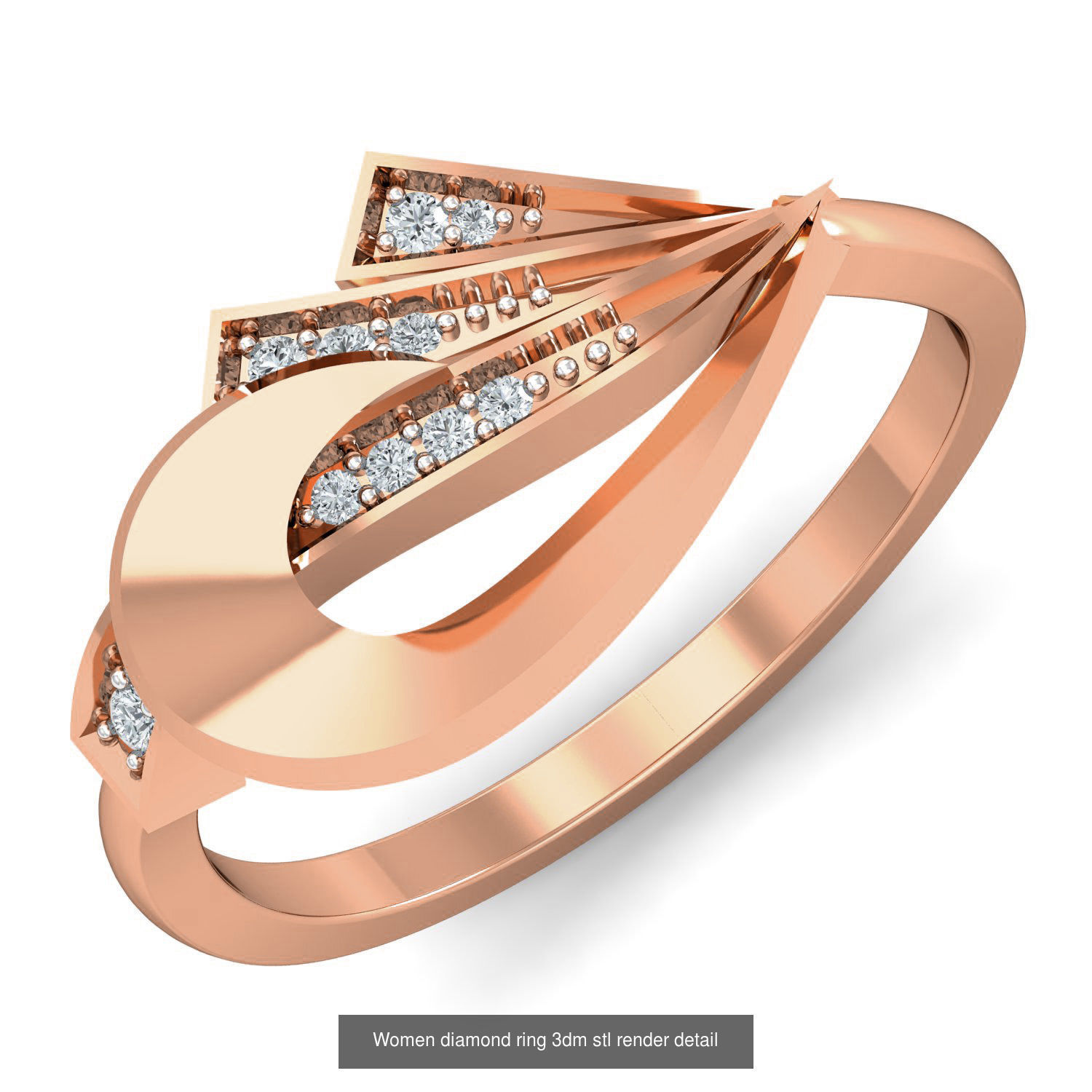 129 Women diamond ring  3dm stl render  3D Model Collection_126