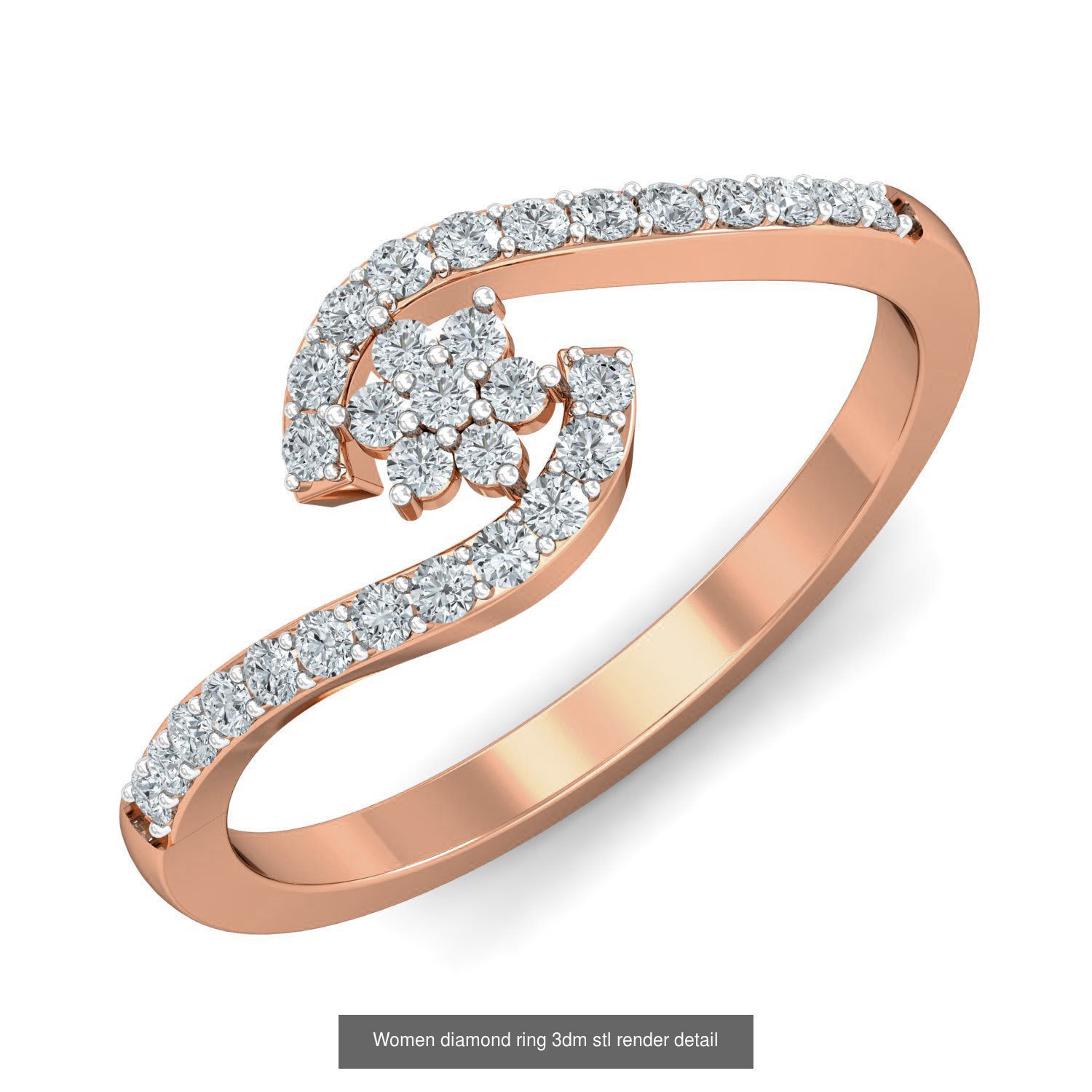 129 Women diamond ring  3dm stl render  3D Model Collection_50
