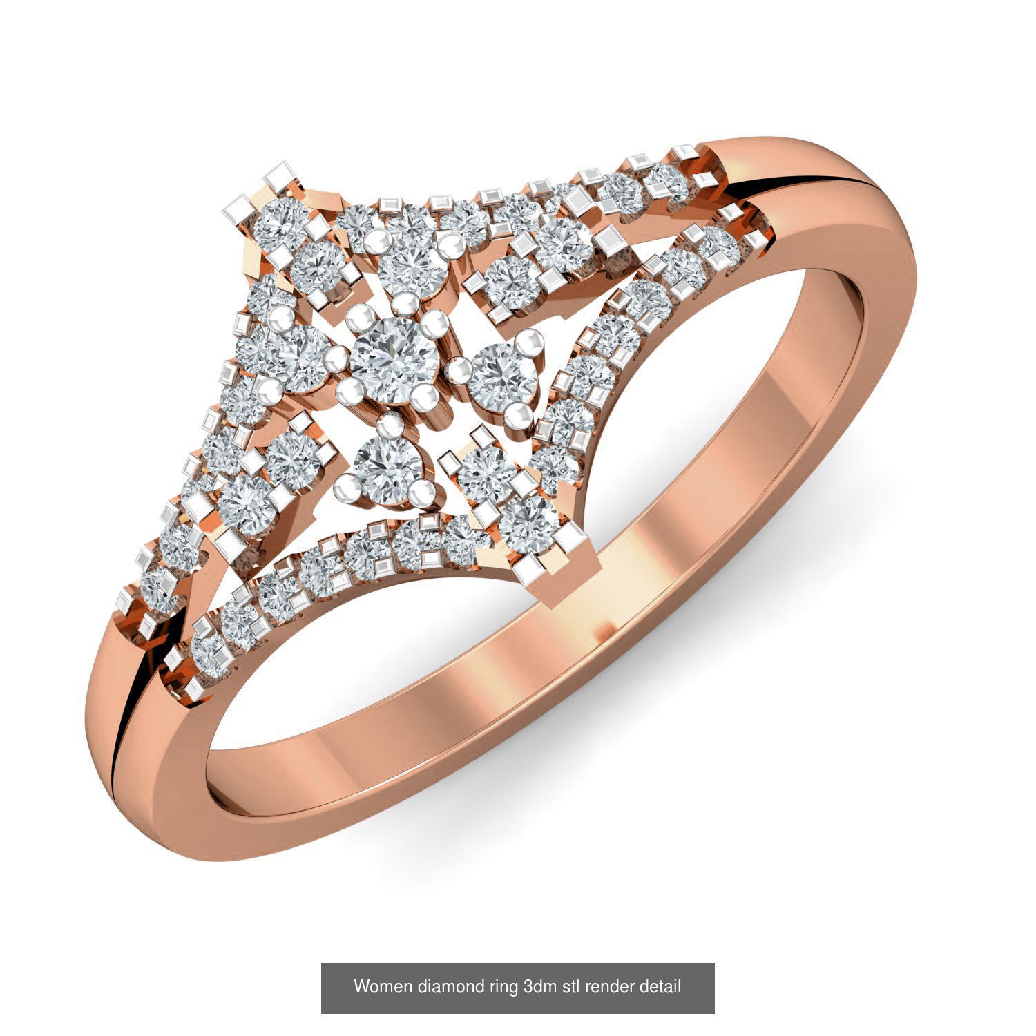 129 Women diamond ring  3dm stl render  3D Model Collection_59
