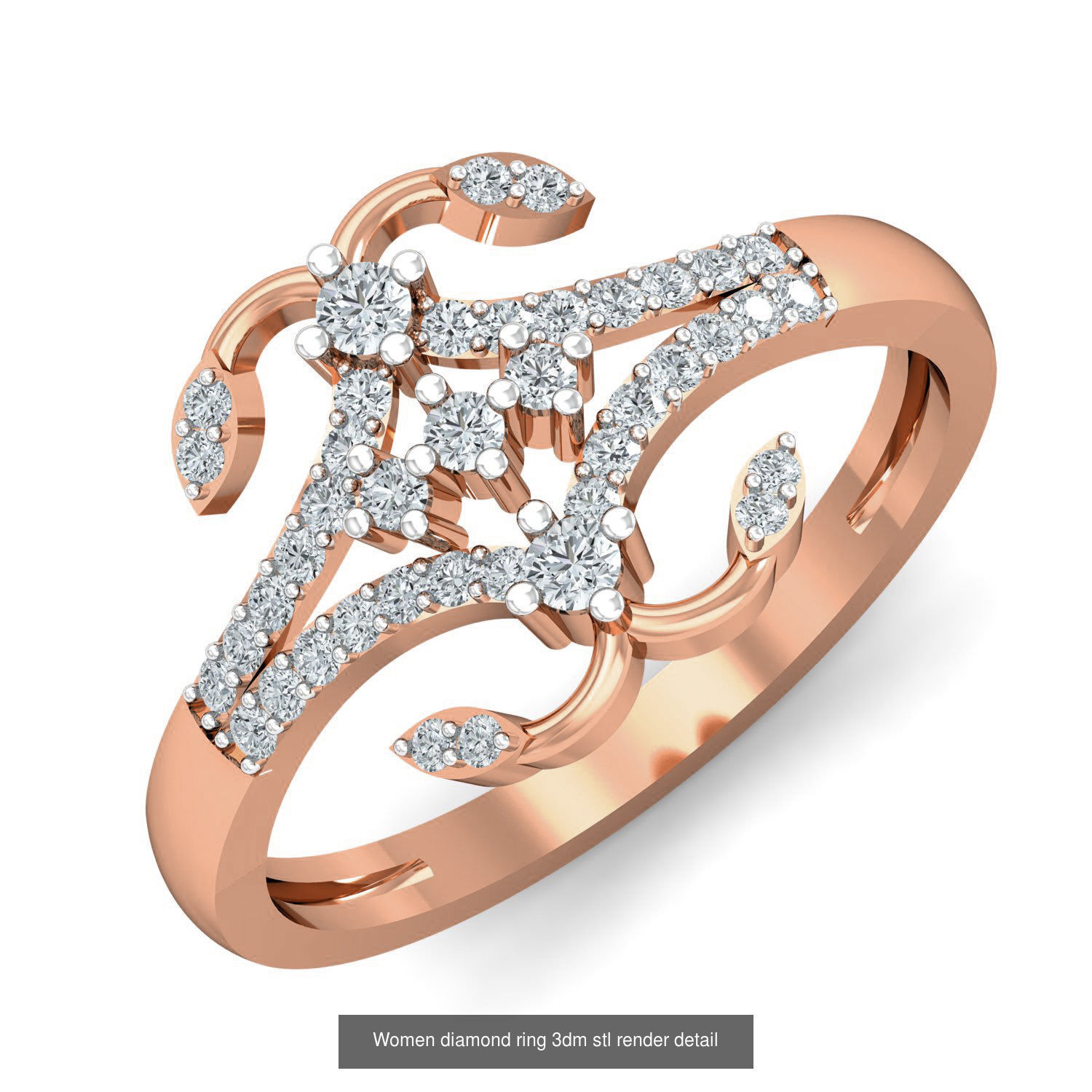 129 Women diamond ring  3dm stl render  3D Model Collection_63