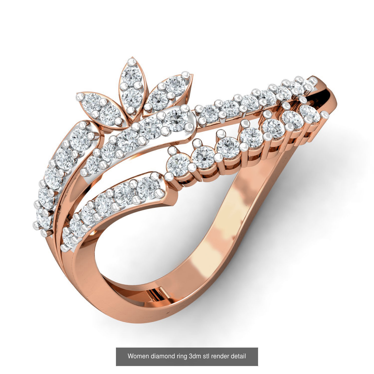 129 Women diamond ring  3dm stl render  3D Model Collection_24
