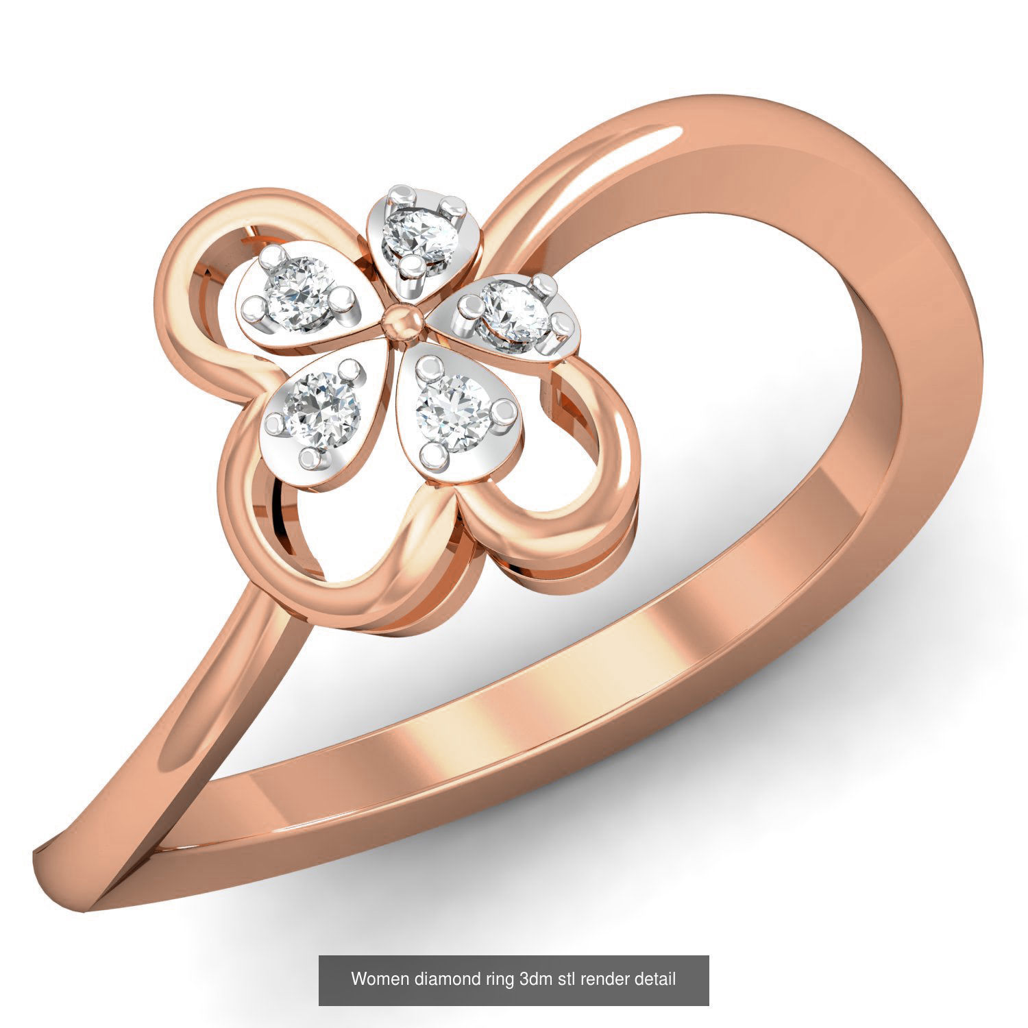 129 Women diamond ring  3dm stl render  3D Model Collection_2