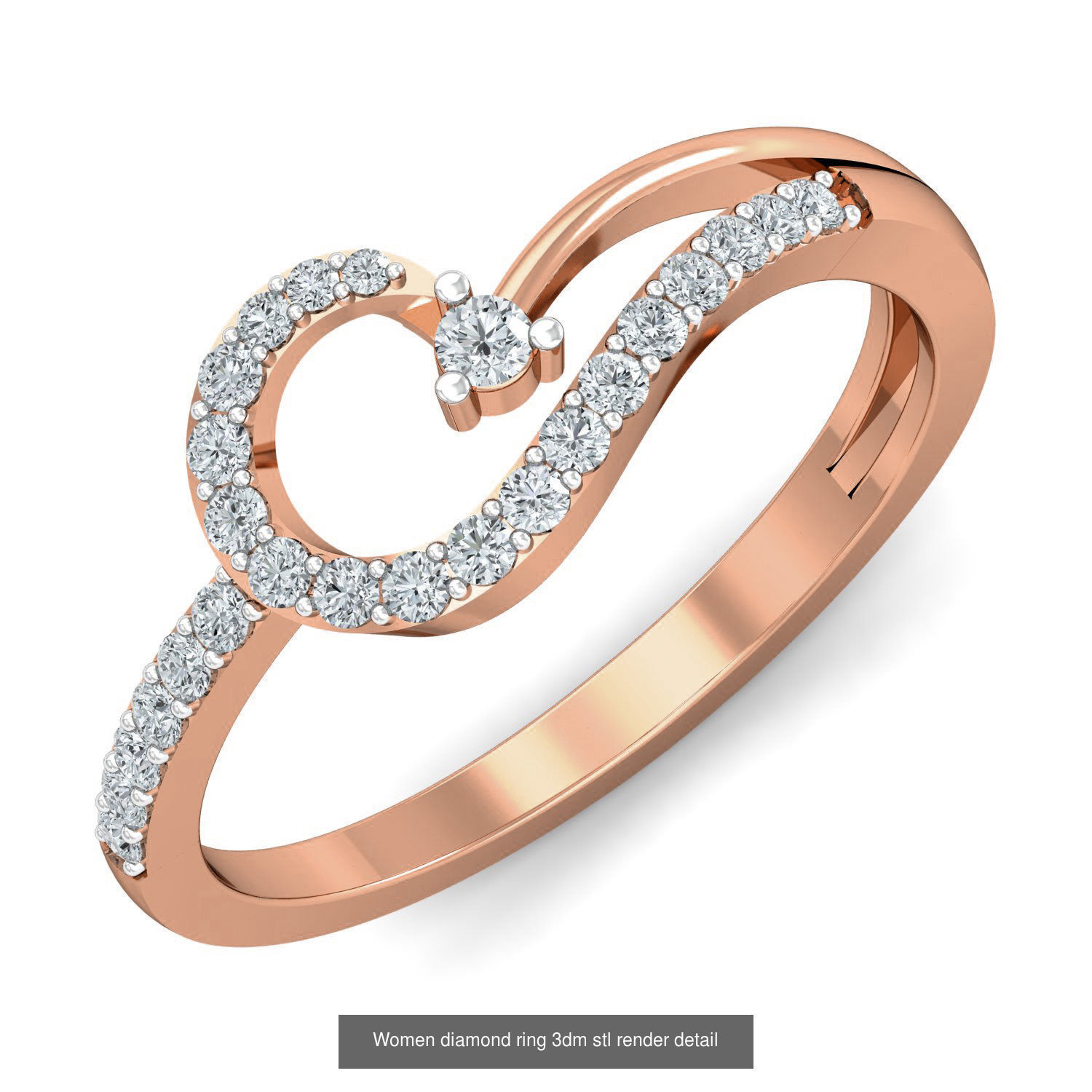 129 Women diamond ring  3dm stl render  3D Model Collection_57
