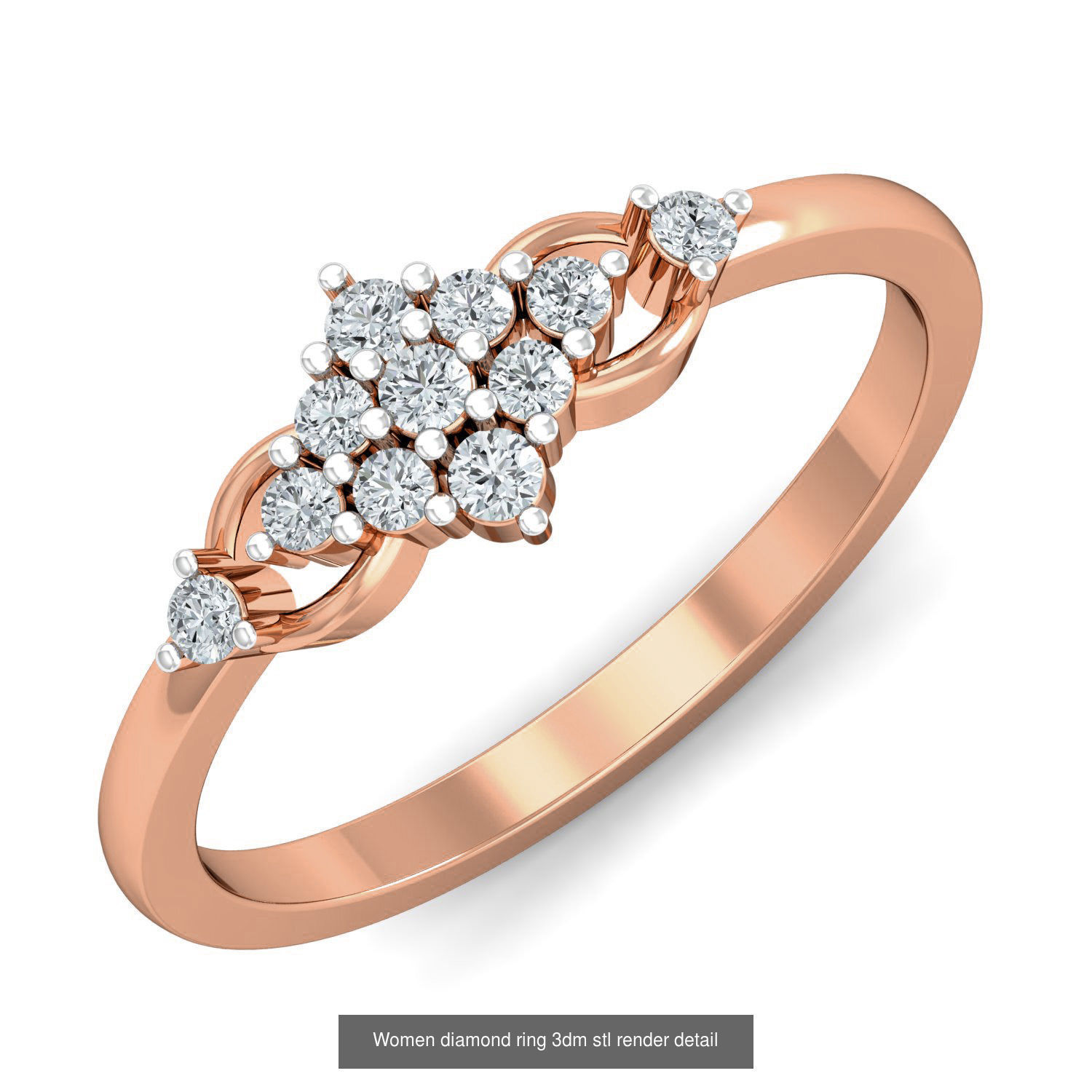 129 Women diamond ring  3dm stl render  3D Model Collection_116