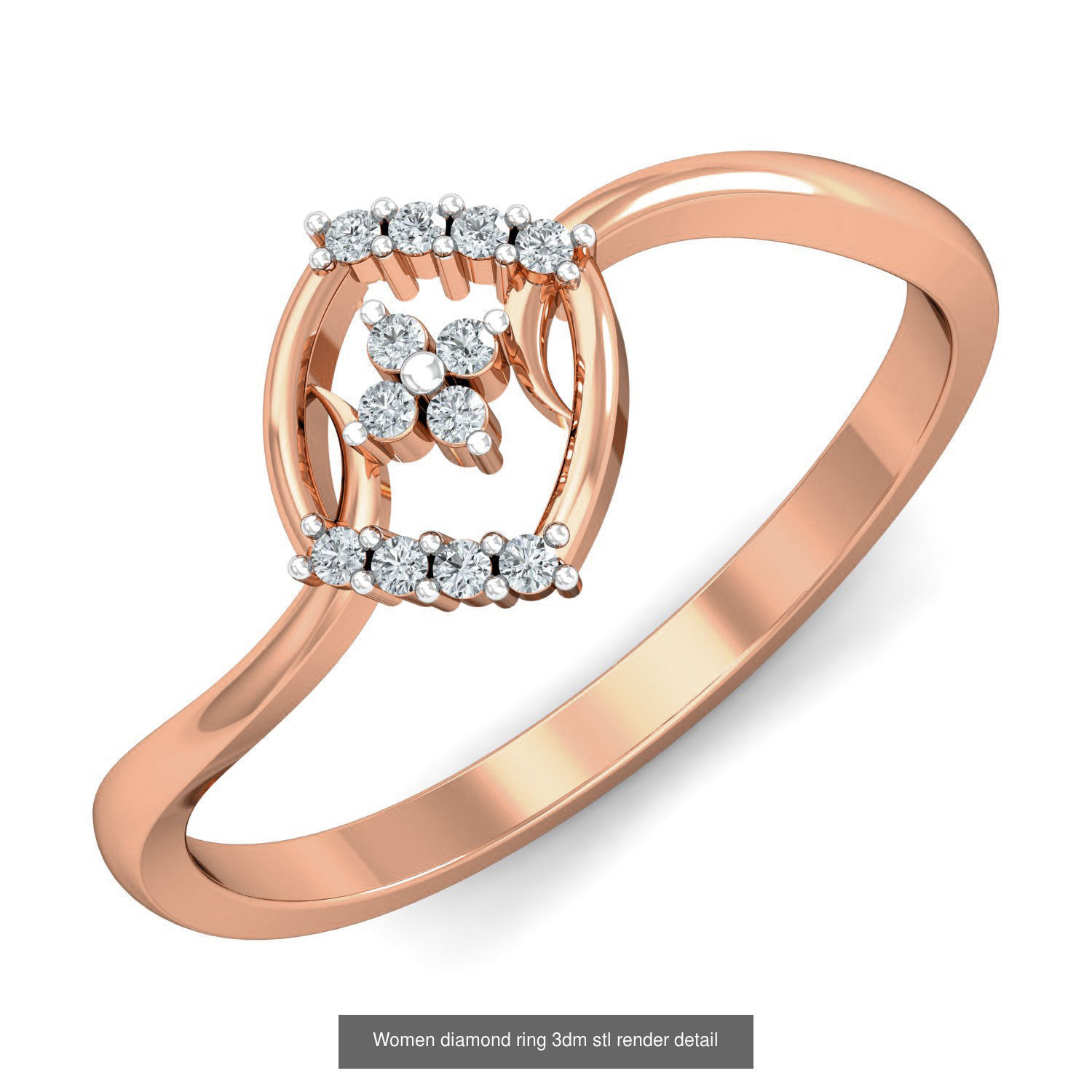 129 Women diamond ring  3dm stl render  3D Model Collection_105