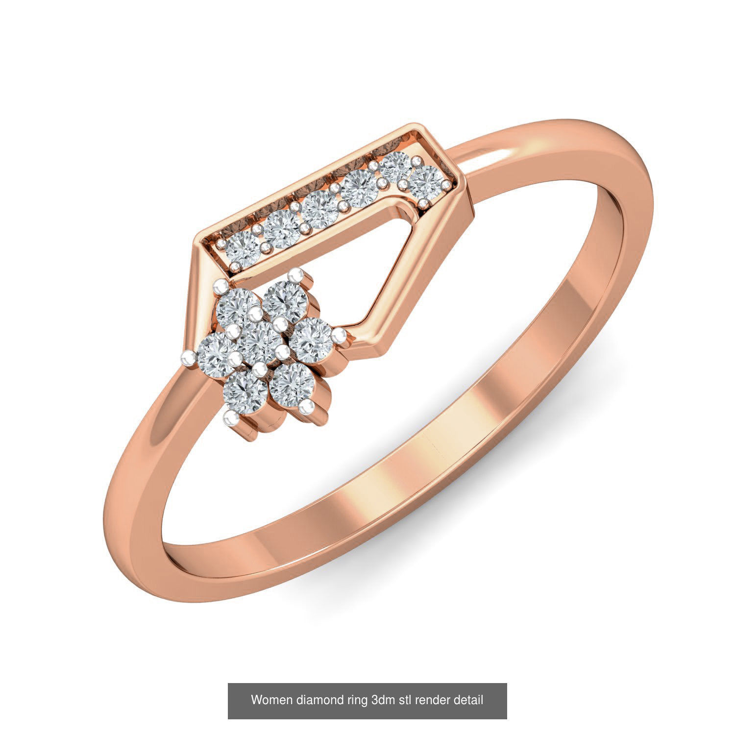 129 Women diamond ring  3dm stl render  3D Model Collection_106