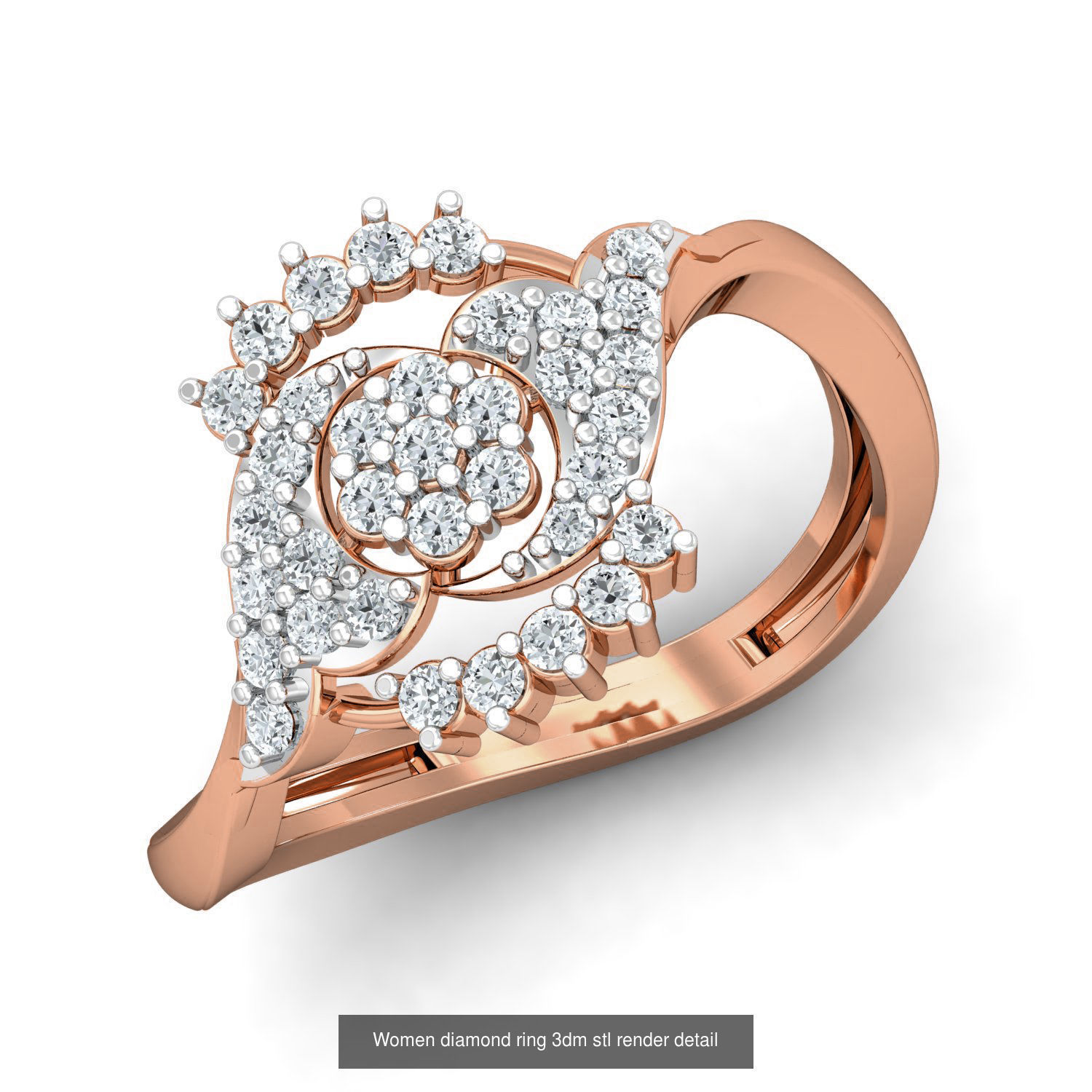 129 Women diamond ring  3dm stl render  3D Model Collection_25