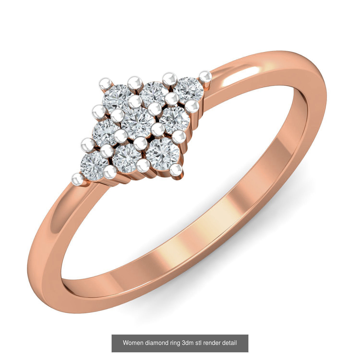 129 Women diamond ring  3dm stl render  3D Model Collection_118