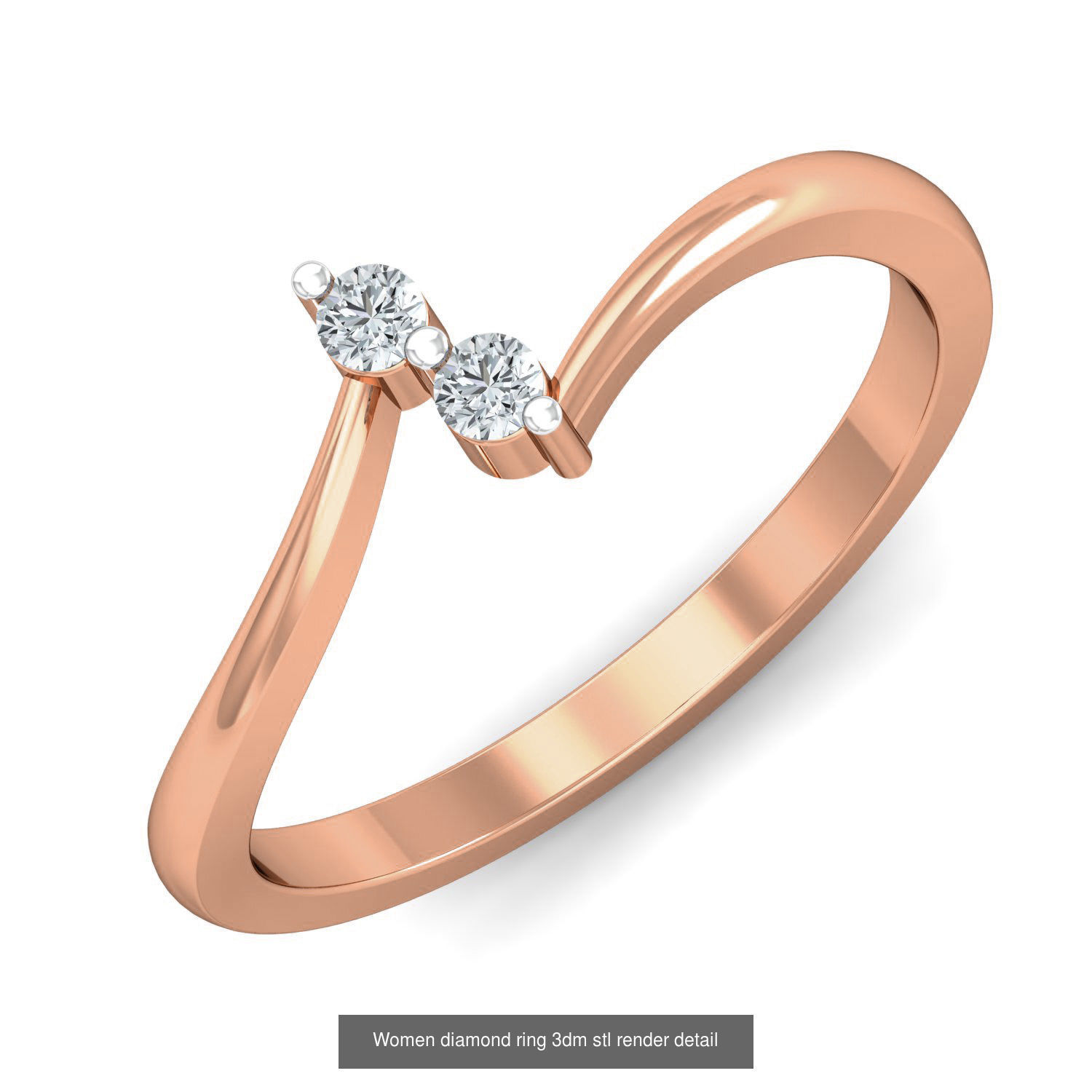 129 Women diamond ring  3dm stl render  3D Model Collection_68