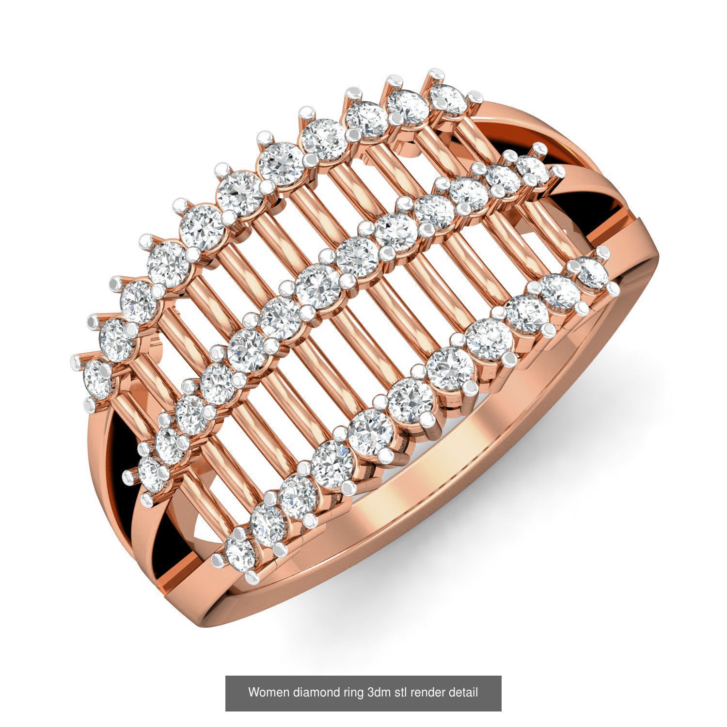 129 Women diamond ring  3dm stl render  3D Model Collection_9