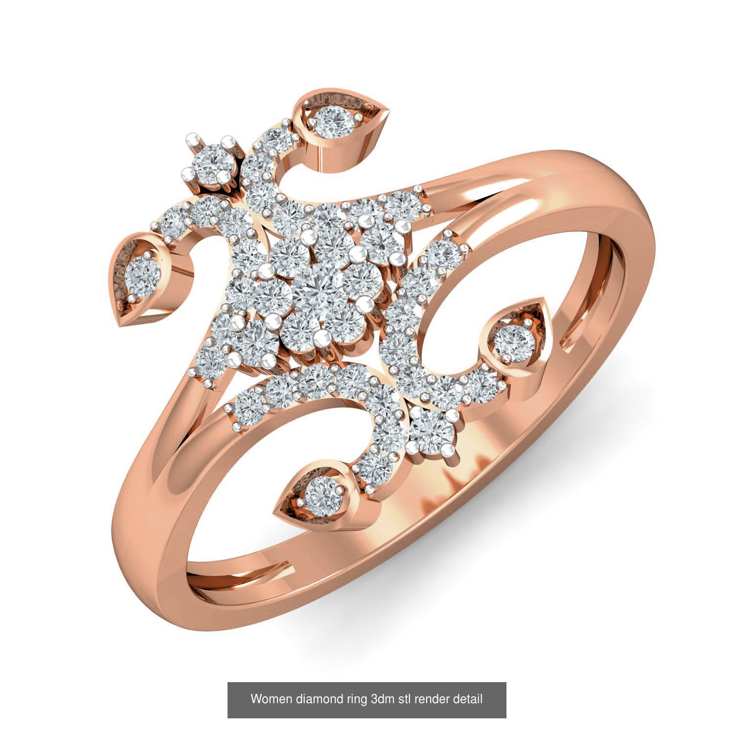 129 Women diamond ring  3dm stl render  3D Model Collection_61