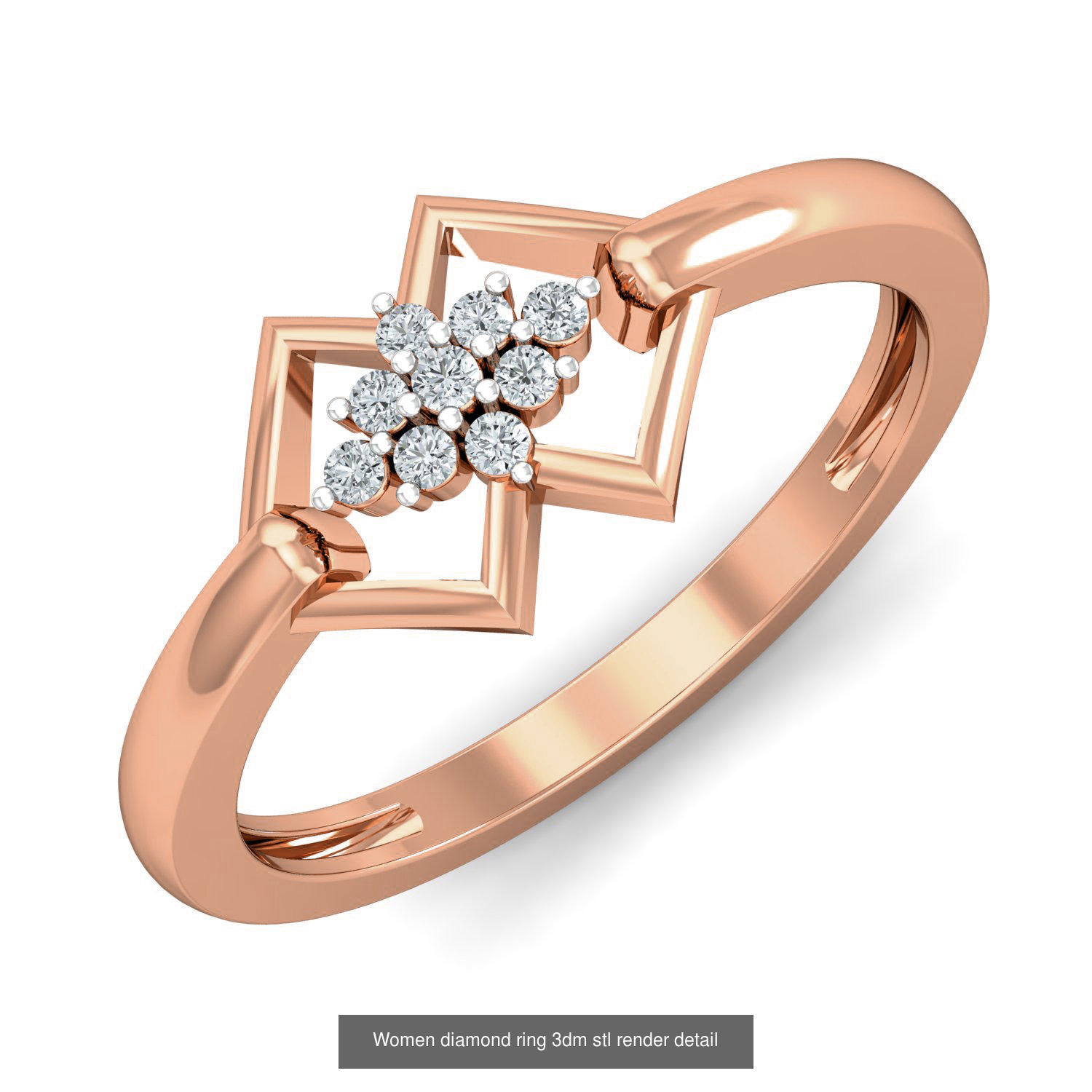 129 Women diamond ring  3dm stl render  3D Model Collection_114