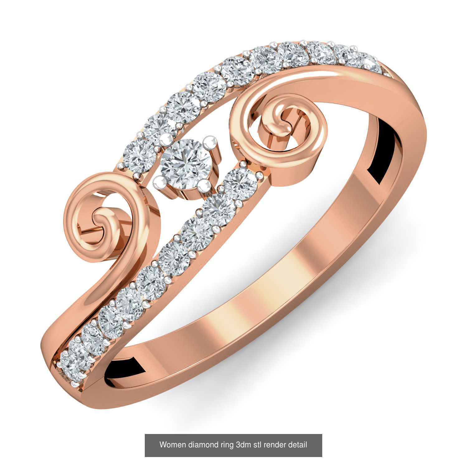 129 Women diamond ring  3dm stl render  3D Model Collection_99