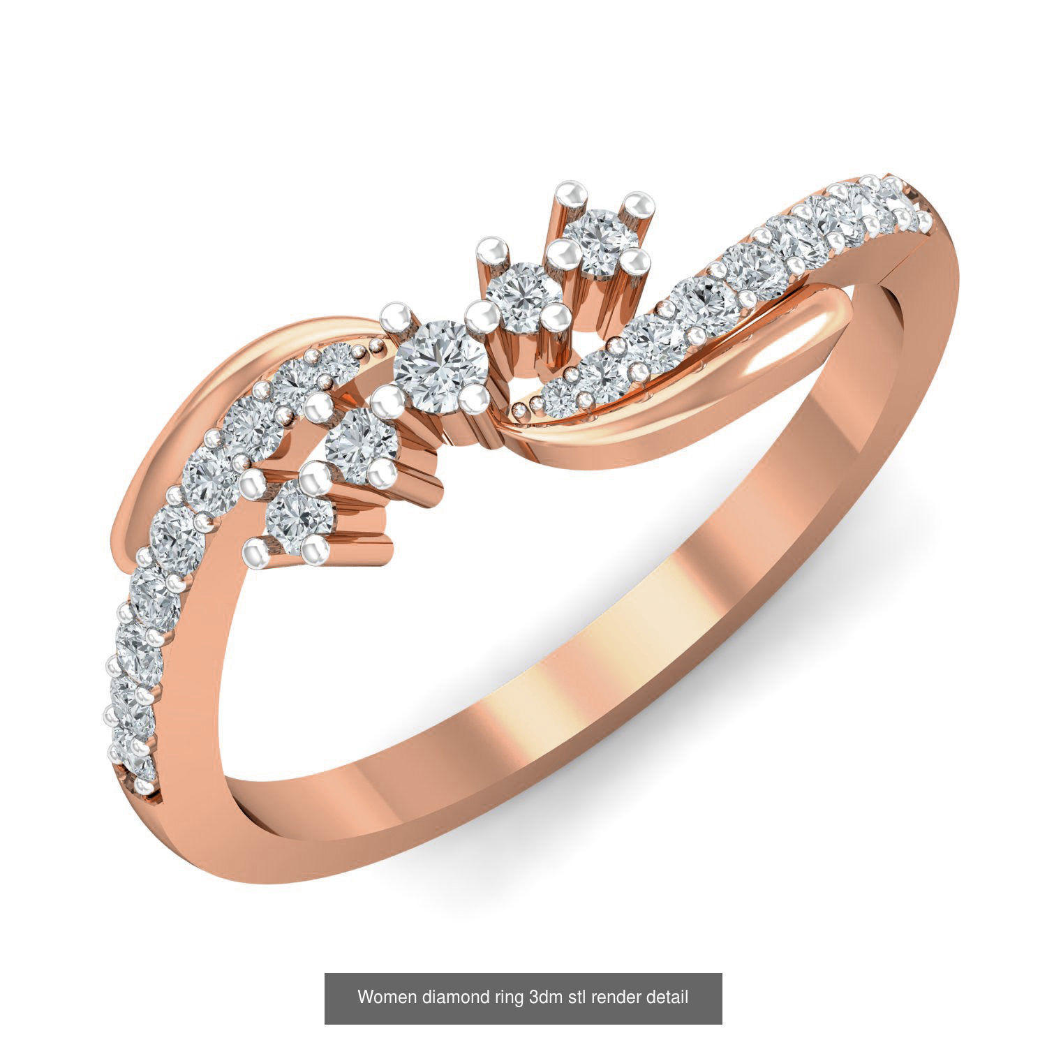 129 Women diamond ring  3dm stl render  3D Model Collection_77