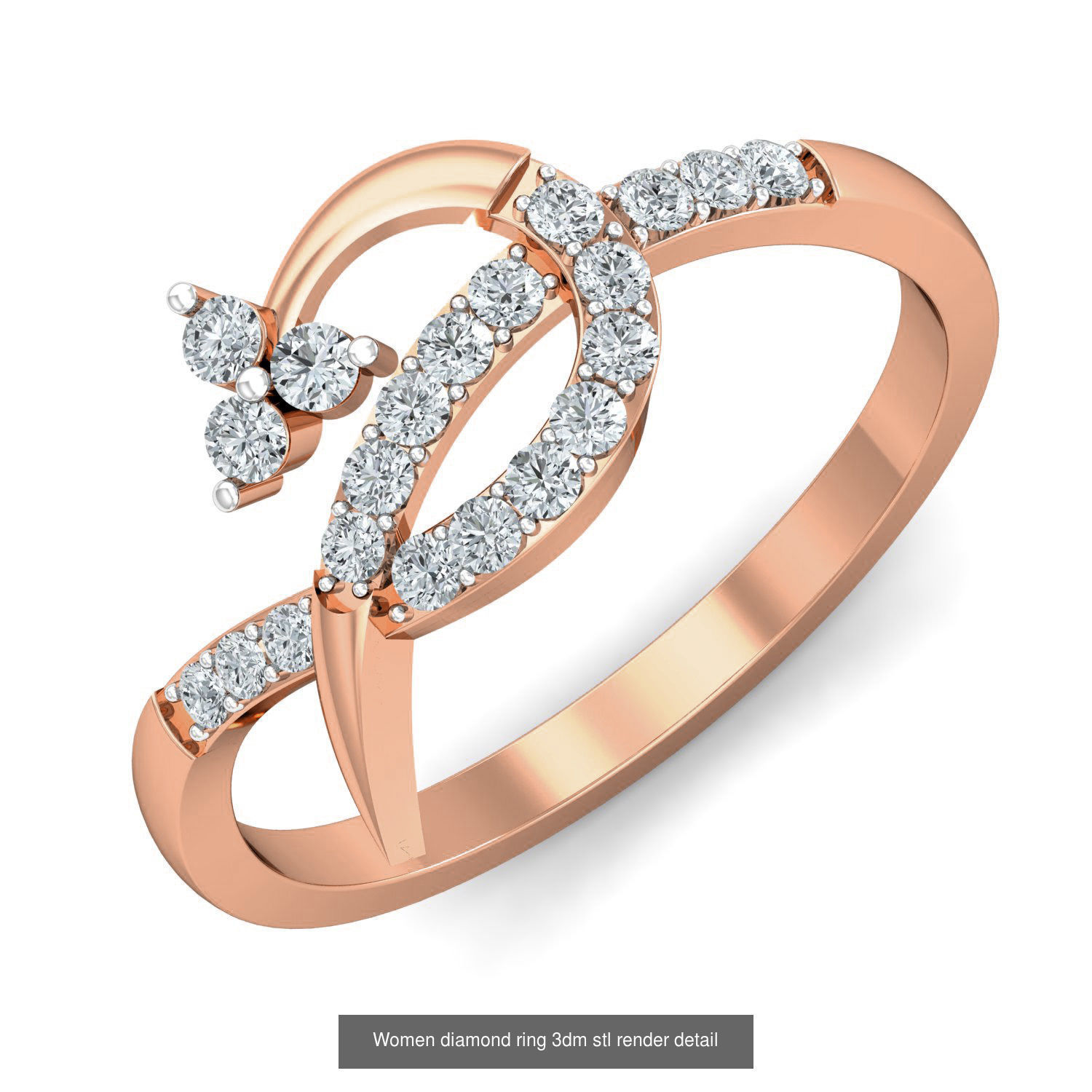 129 Women diamond ring  3dm stl render  3D Model Collection_100