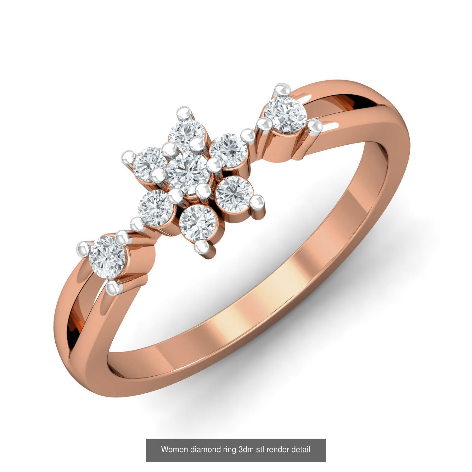 129 Women diamond ring  3dm stl render  3D Model Collection_123