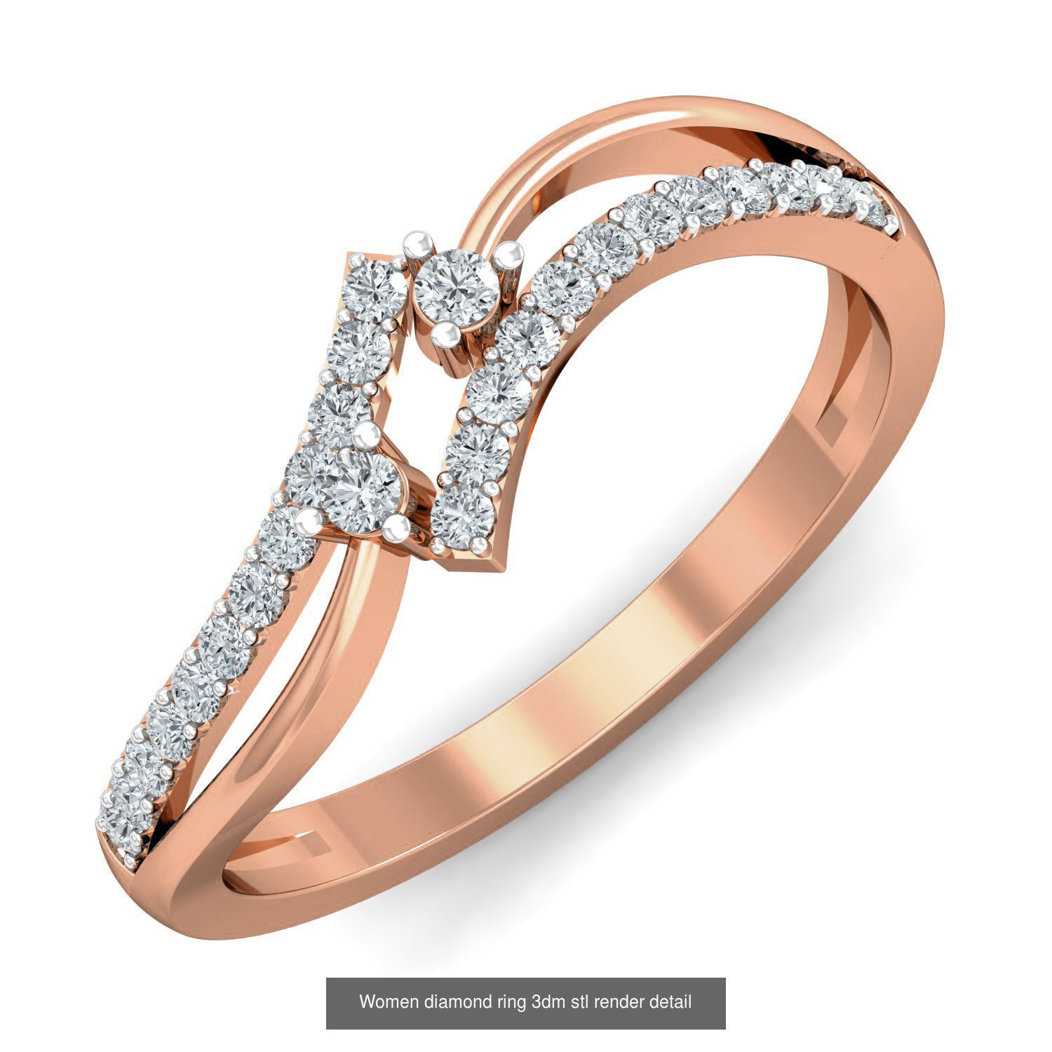 129 Women diamond ring  3dm stl render  3D Model Collection_98