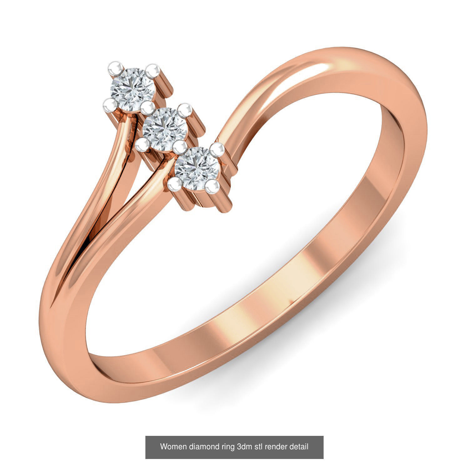 129 Women diamond ring  3dm stl render  3D Model Collection_67