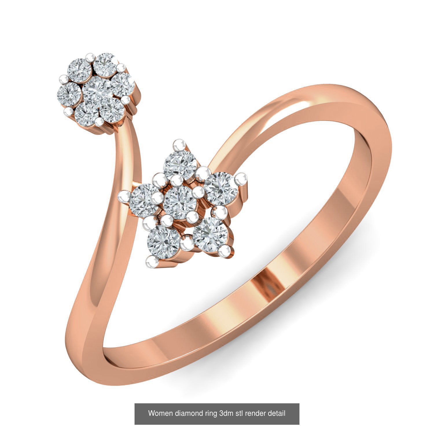 129 Women diamond ring  3dm stl render  3D Model Collection_84