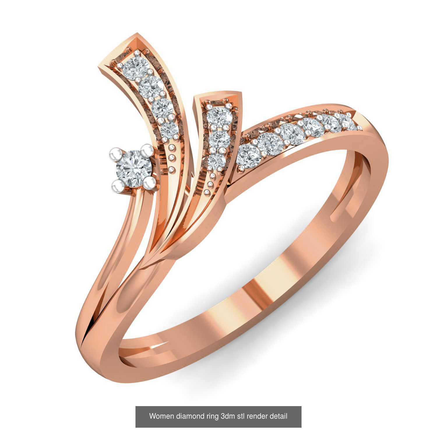 129 Women diamond ring  3dm stl render  3D Model Collection_102