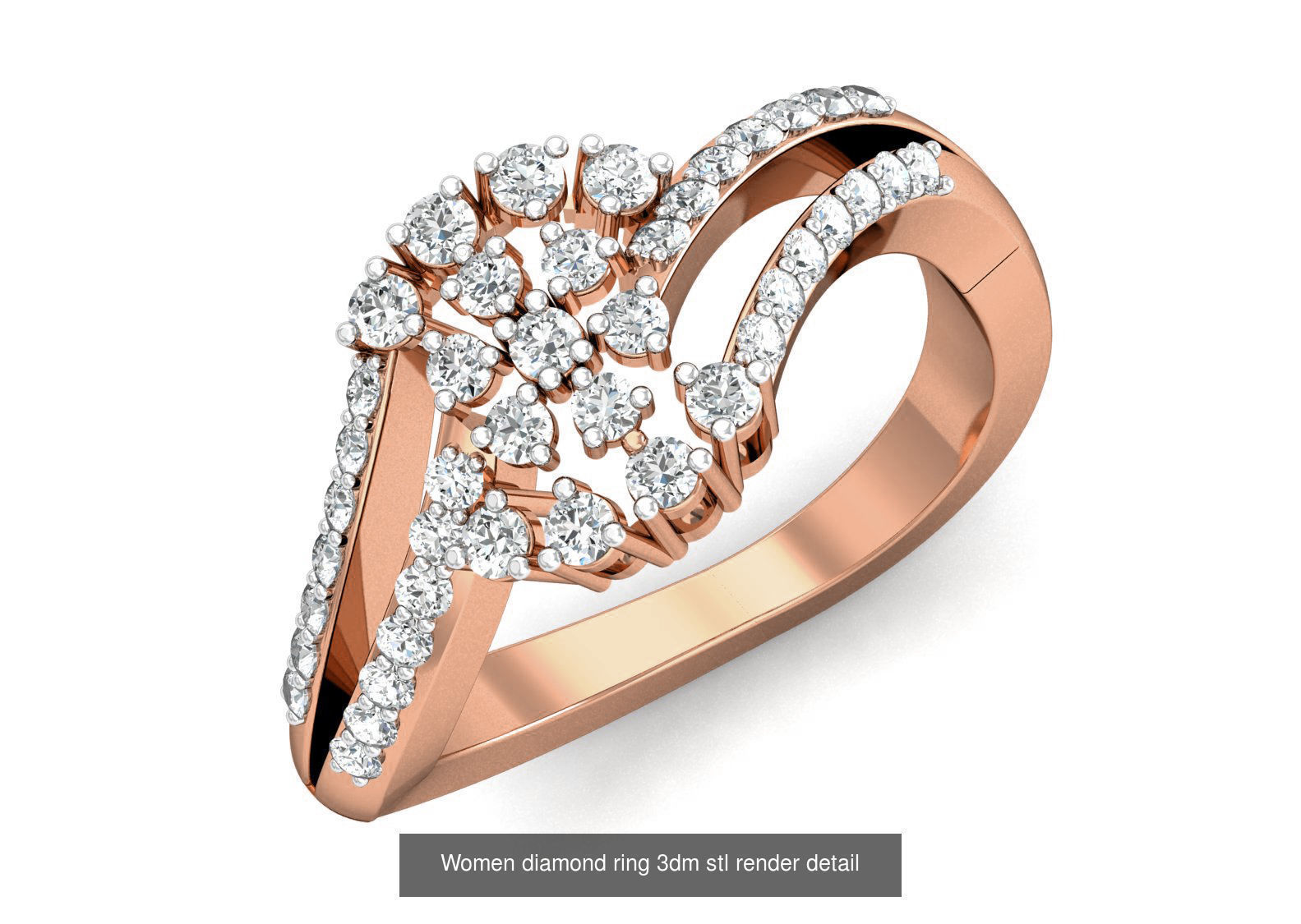 129 Women diamond ring  3dm stl render  3D Model Collection_31
