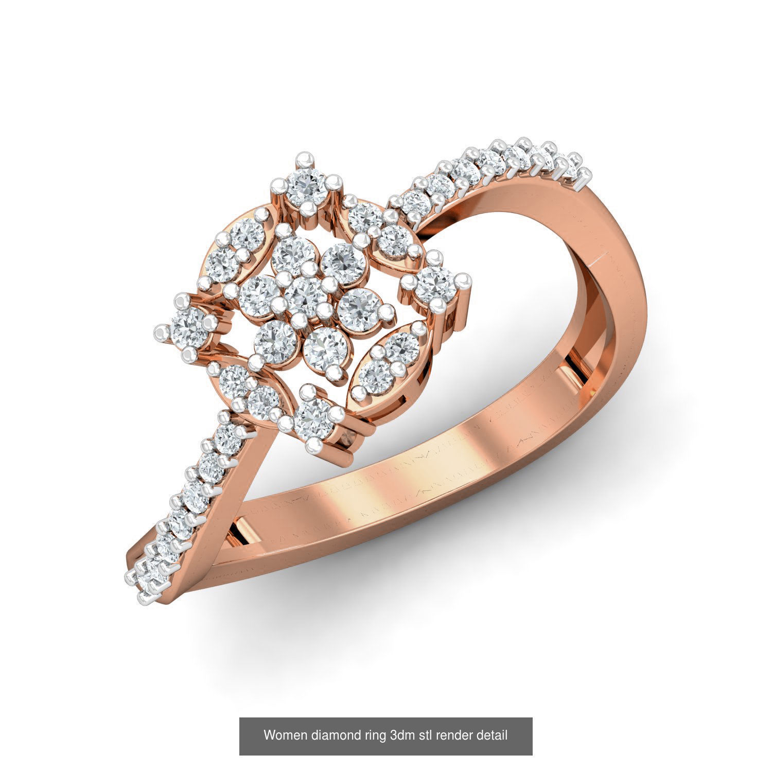 129 Women diamond ring  3dm stl render  3D Model Collection_28