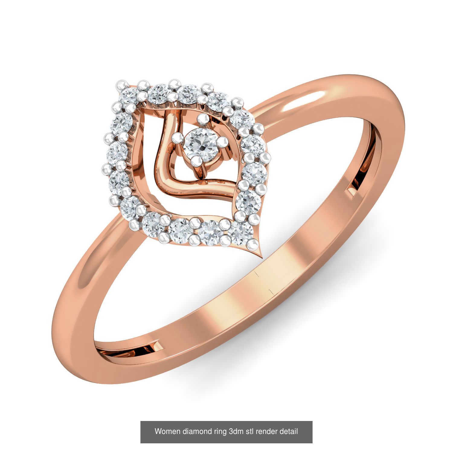 129 Women diamond ring  3dm stl render  3D Model Collection_45