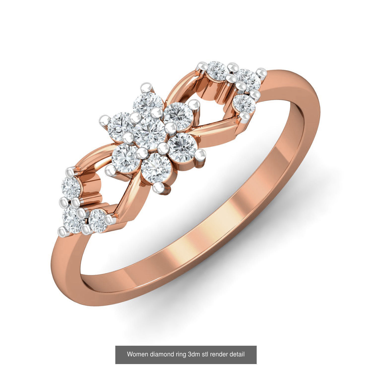 129 Women diamond ring  3dm stl render  3D Model Collection_124