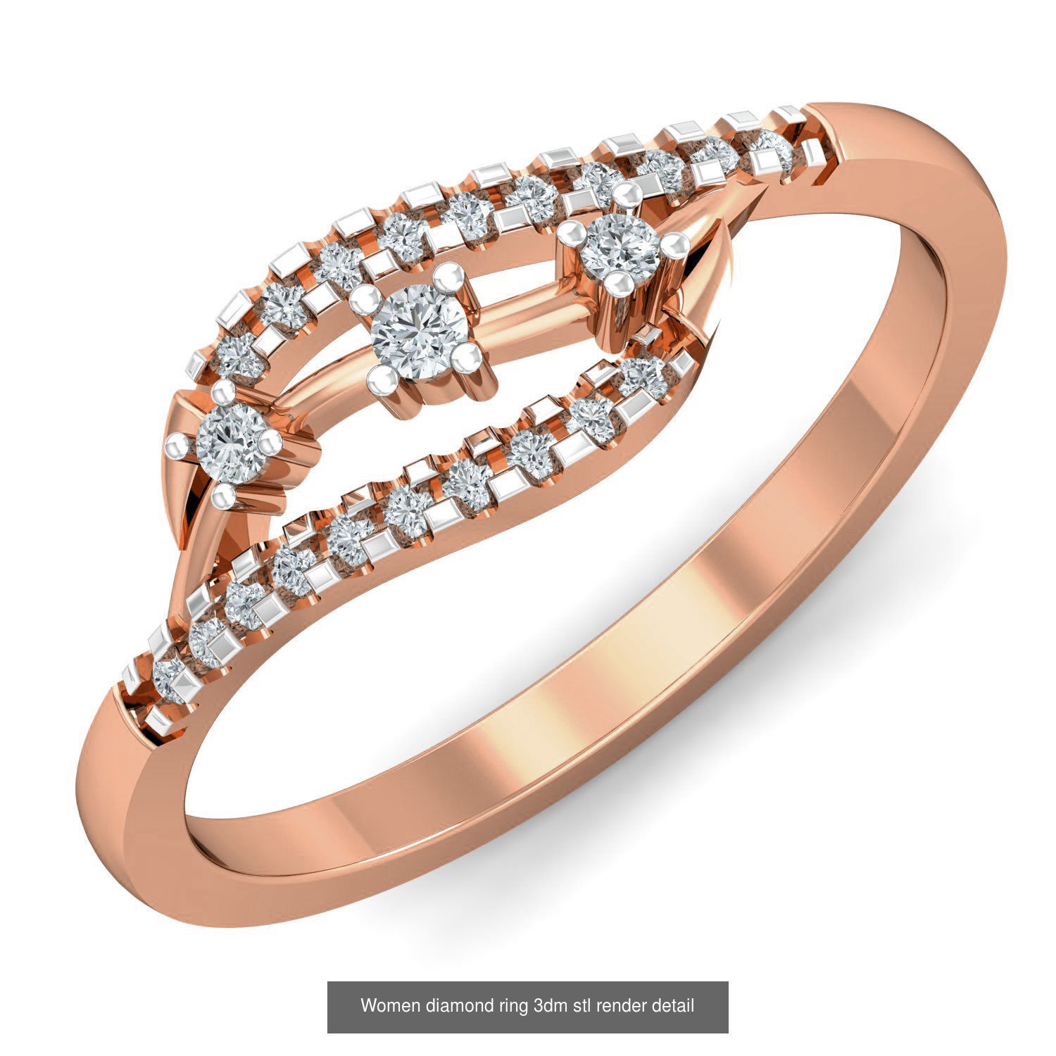 129 Women diamond ring  3dm stl render  3D Model Collection_65