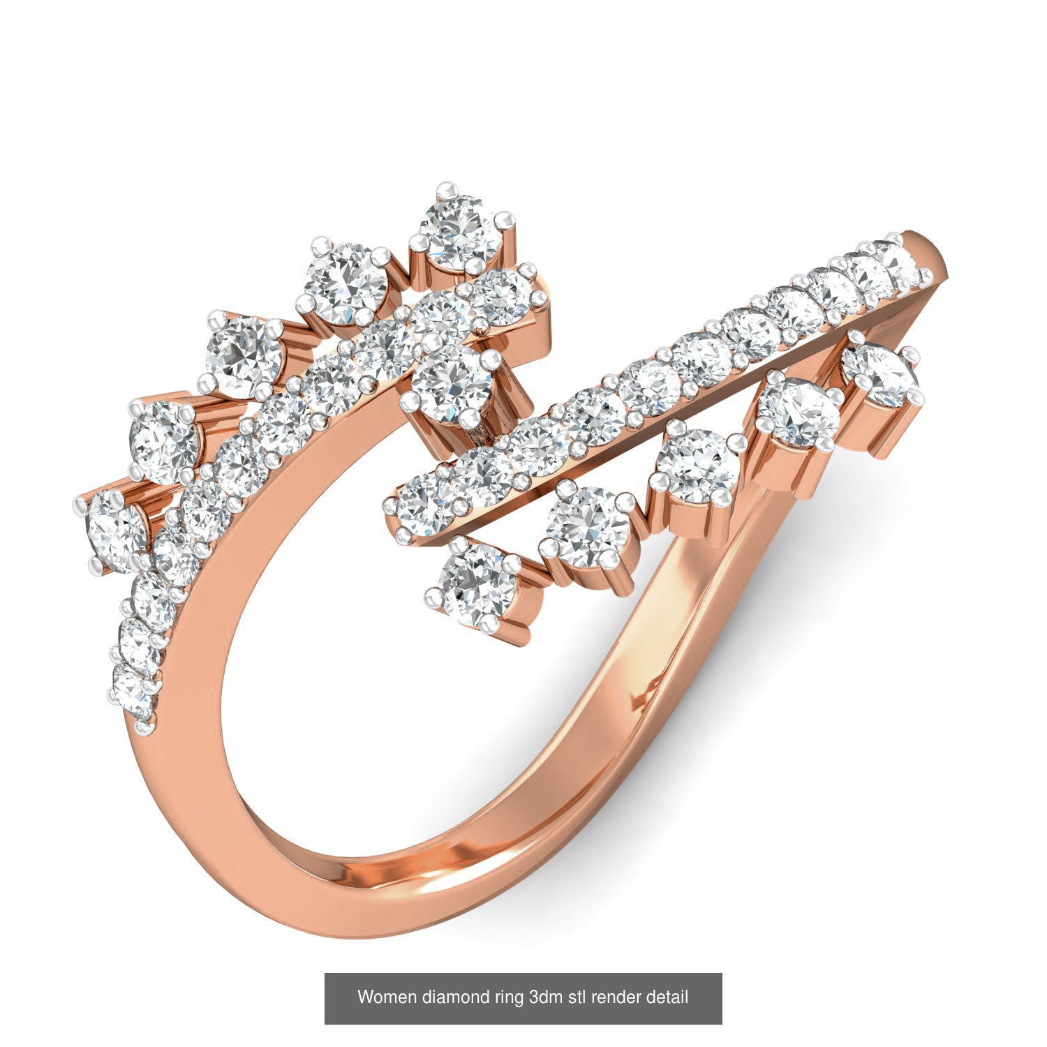 129 Women diamond ring  3dm stl render  3D Model Collection_23